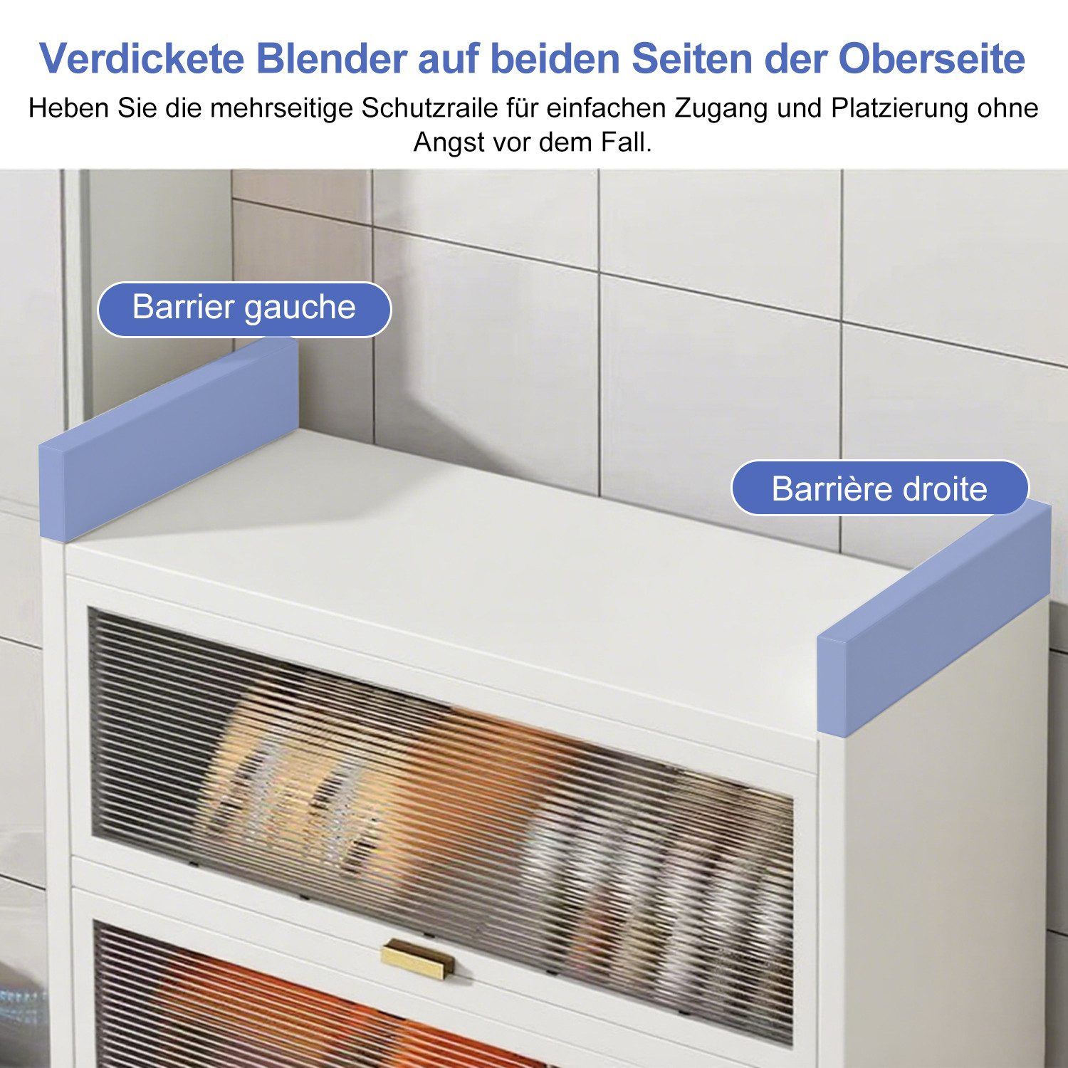 FOXSPORT Mehrzweckschrank Küchenschrank Vorratschrank (mit 4/5 Ablagen, Traglast von 20 kg pro Ebene) mit transparenten Türen, staub- und fettbeständig, Breiterer Zähler