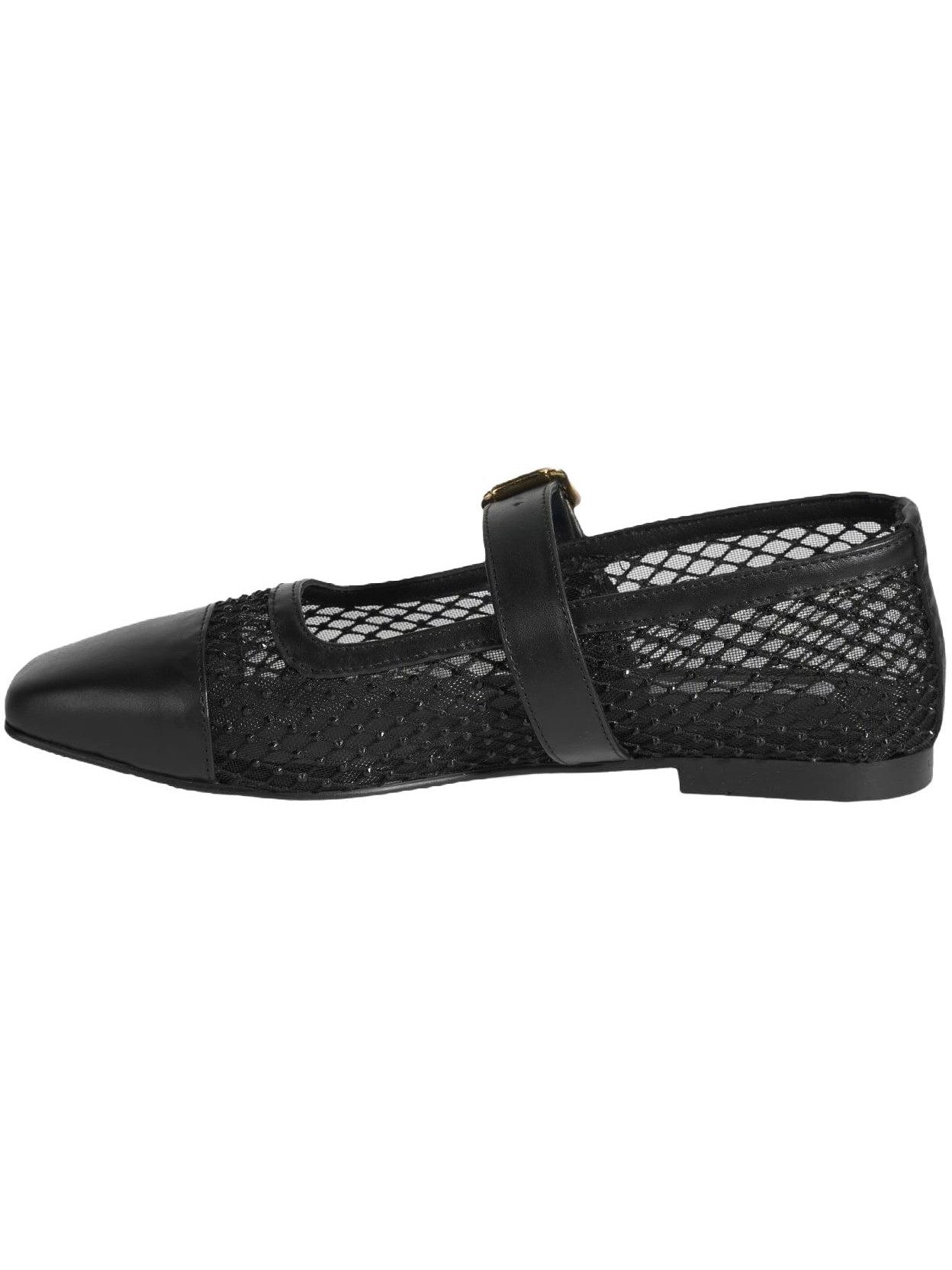 Desa Damen-Ballerinas – Obermaterial Leder, Textilfutter, Schnallenverschl Ballettschuh