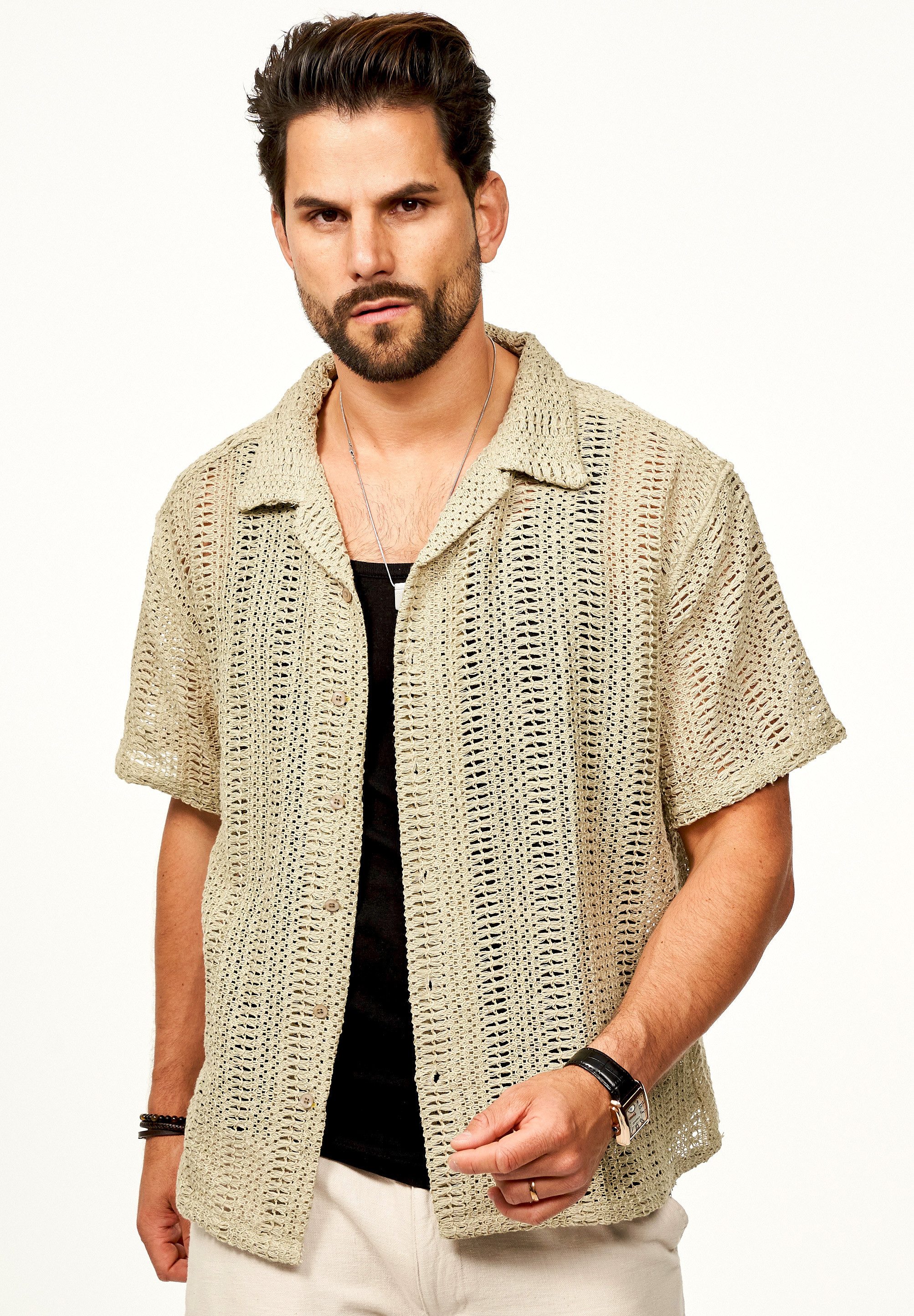 SOULSTAR Kurzarmhemd für Herren Freizeithemd als Kurzam Strick Festival Hem günstig online kaufen