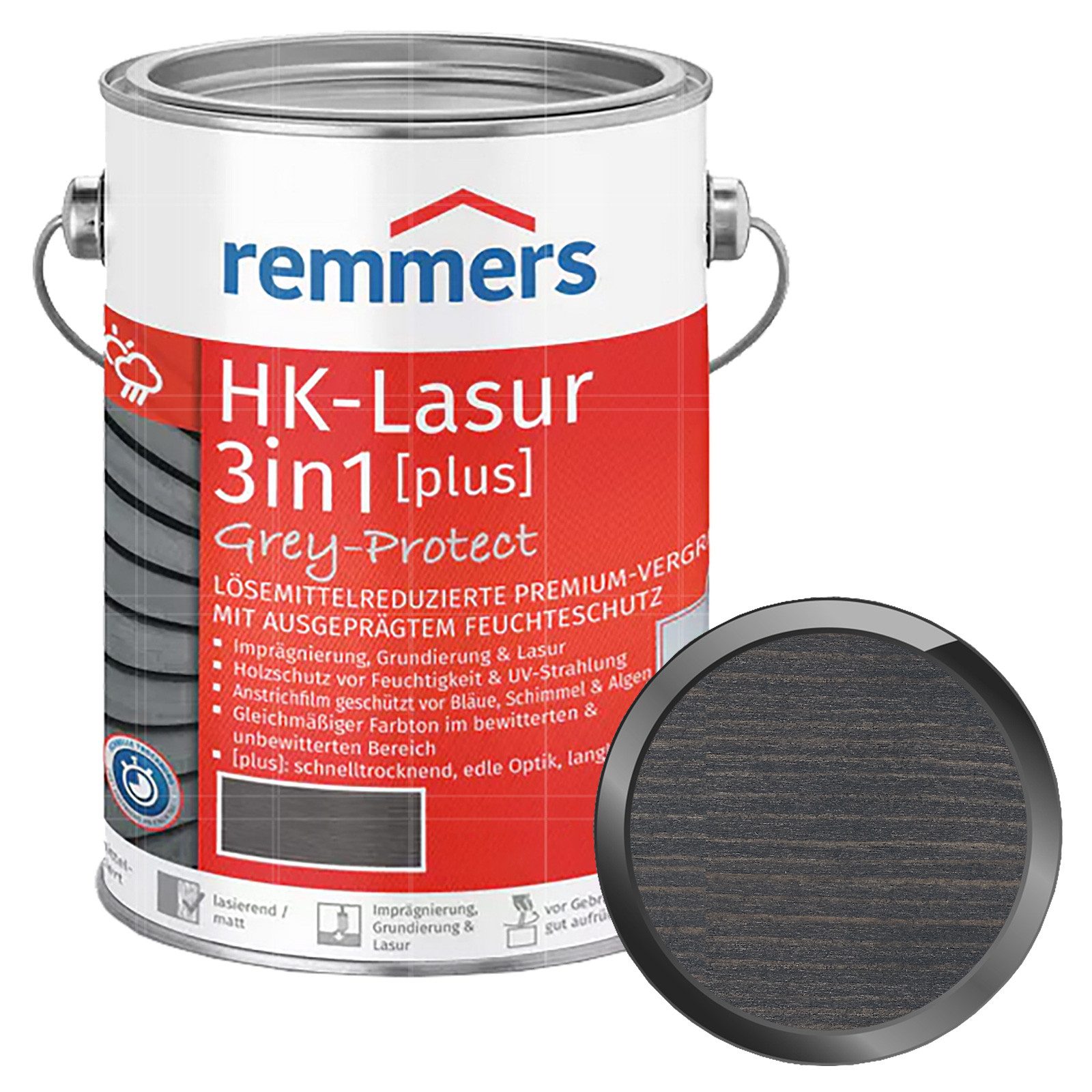 Remmers Lasur HK LASUR 3IN1 PLUS GREY PROTECT - 0.75 LTR