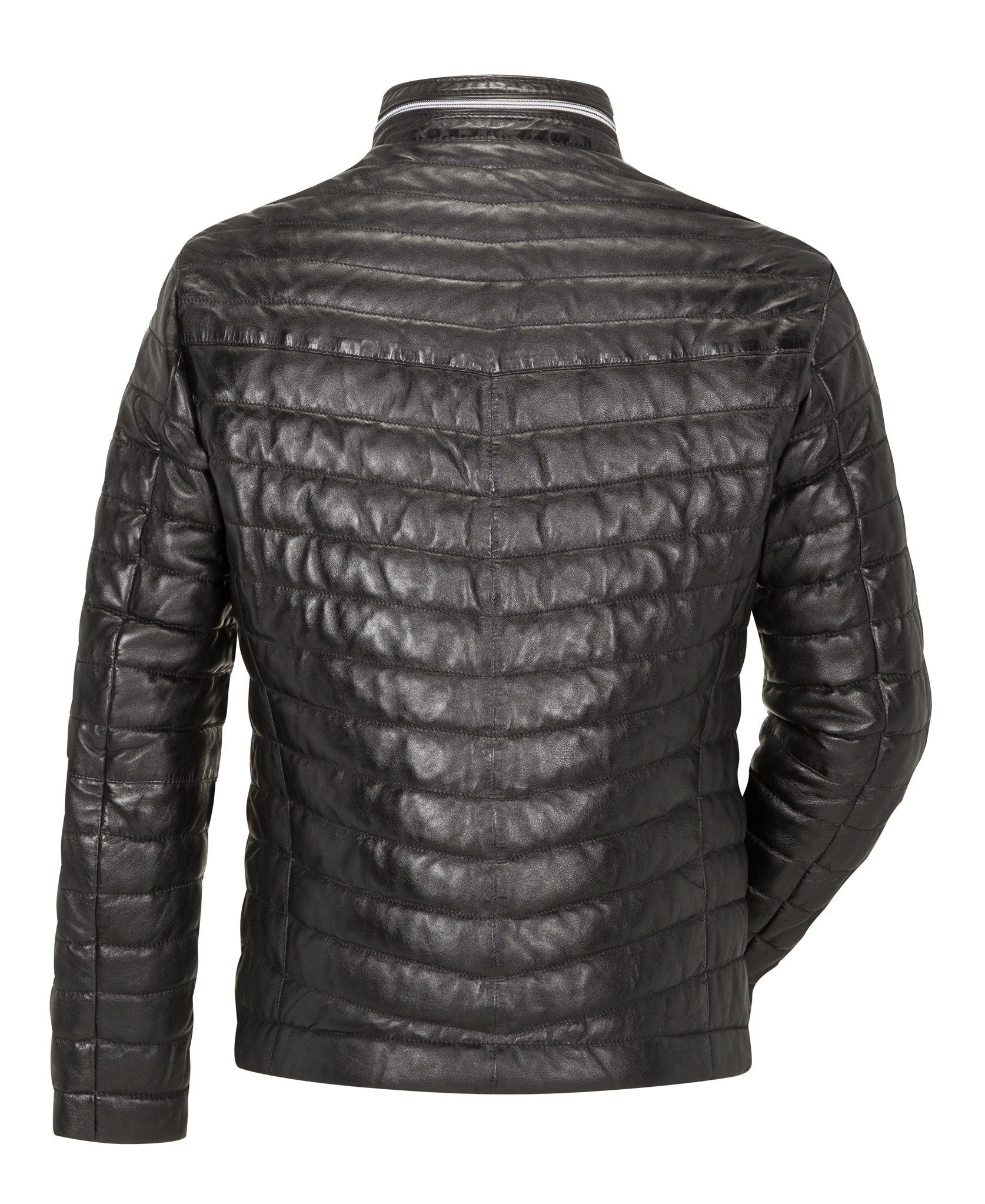 Lederjacke Steppjacke Damiano Schwarz aus Lammleder Milestone