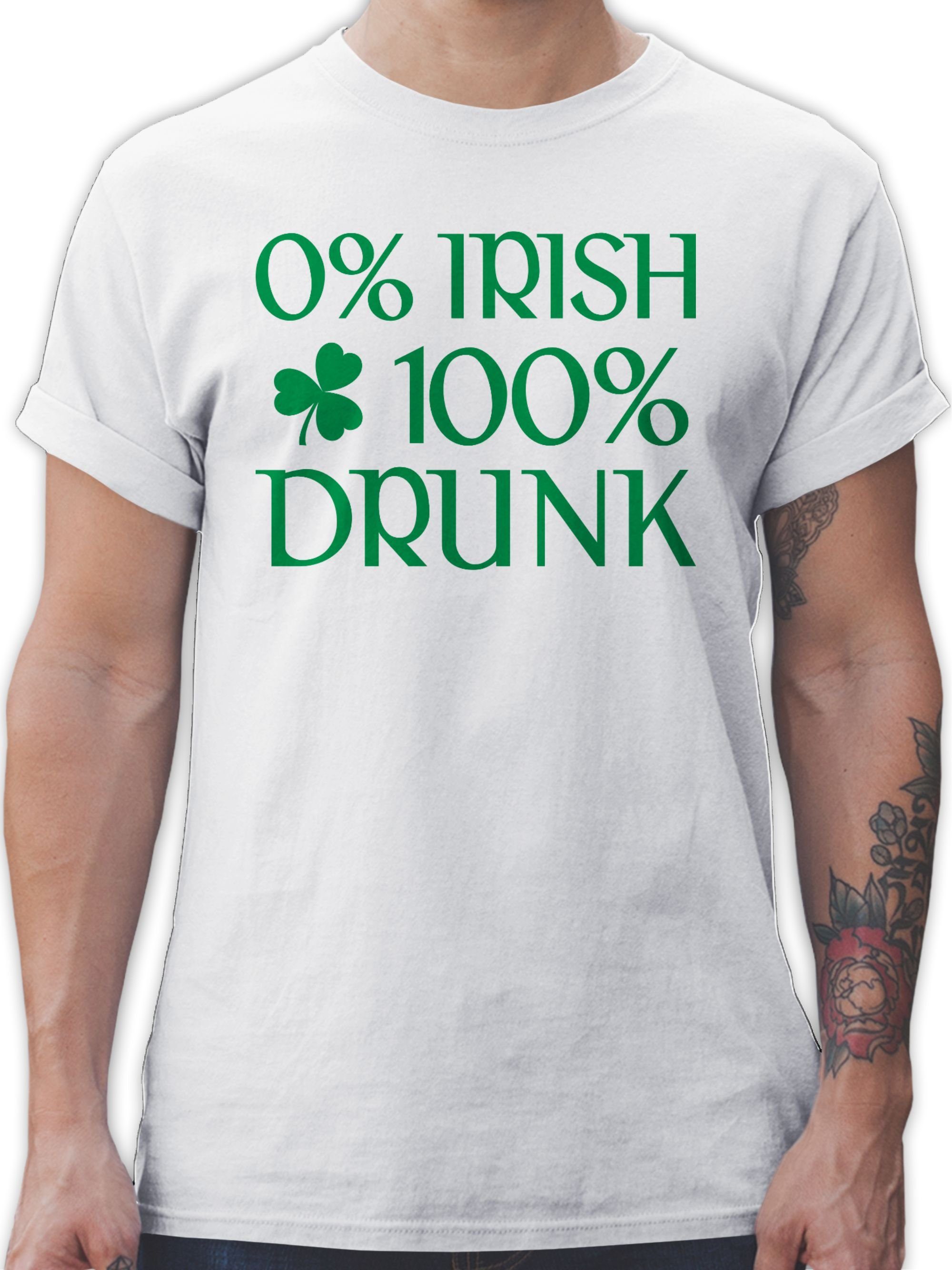 Shirtracer T-Shirt 0% Irish 100% Drunk St Patricks Day St. Patricks Day 3 Weiß