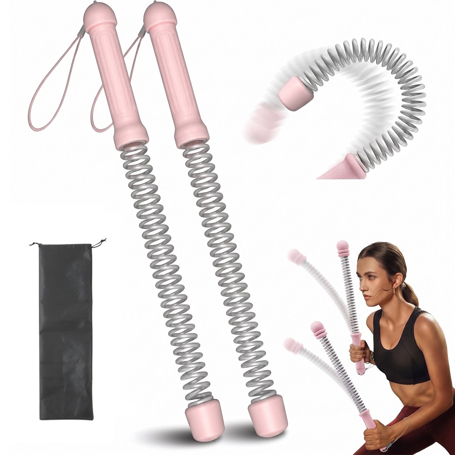SURFOU Handmuskeltrainer 2 Stück Kampfseile für das Fitnessstudio zu Hause robustes Armtrainer (für Rumpfmuskelaufbau, HIIT und Low-Impact-Aerobic-Training, für Krafttraining, tragbare, schnurlose Kampfseile)