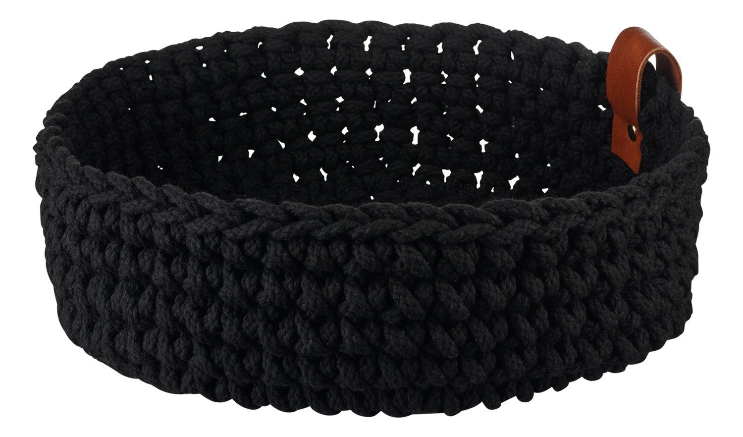 ASA SELECTION Aufbewahrungskorb COPPA SENCHA, Ø 26 cm, Schwarz, Baumwolle, (1 St), Strickoptik