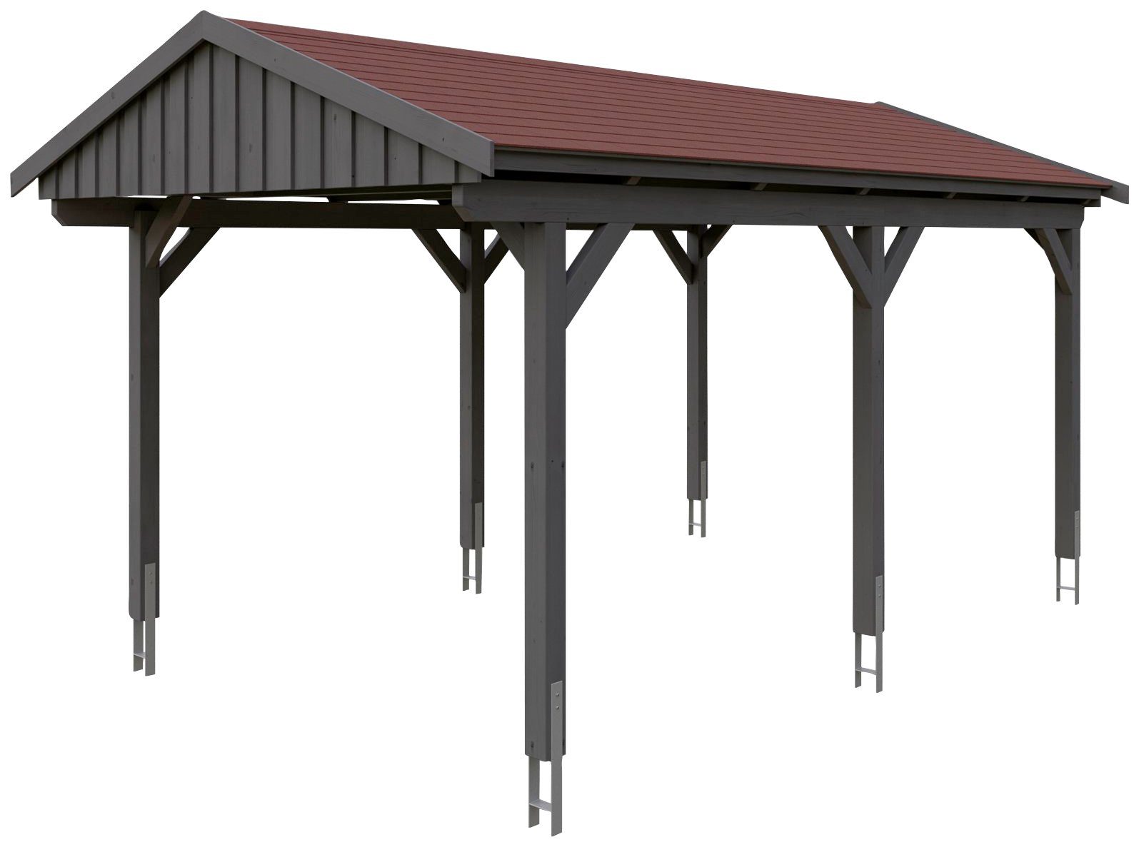 Skanholz Einzelcarport Fichtelberg, Einfahrtshöhe, BxT: roten 317x566 mit cm, 273 Schindeln cm