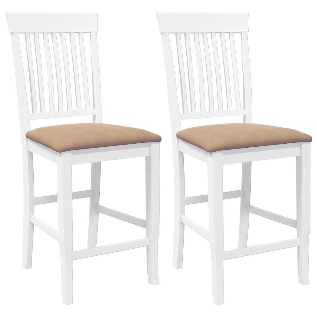 vidaXL Barhocker Barhocker mit Kissen 2 Stk. Weiß Massivholz Gummibaum (1 St)