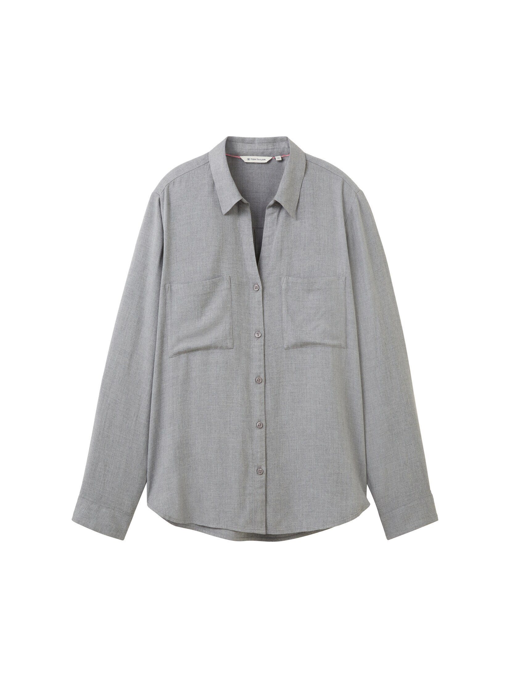medium TAILOR Langarmbluse grey Bluse in melange TOM silver Optik Melange