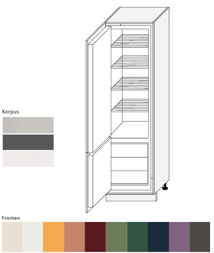 matt RAL Kühlumbauschrank wählbar (Tivoli) 60cm und Front- Tivoli Korpusfarbe 9001 Feldmann-Wohnen 2-türig cremeweiß