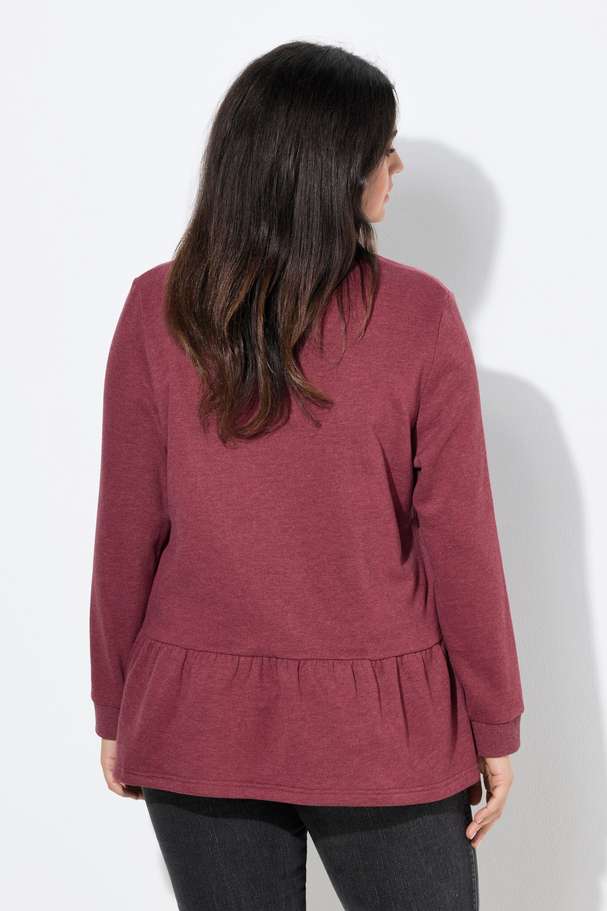 Ulla Popken Sweatshirt Sweatshirt Volantsaum A-Linie Rundhals Langarm – Bild 3 von 4