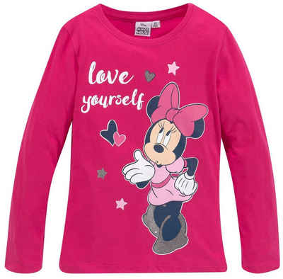 Disney Minnie Mouse Langarmshirt Minnie Mouse Langarm T-Shirt für Mädchen 110 116 128 Pink