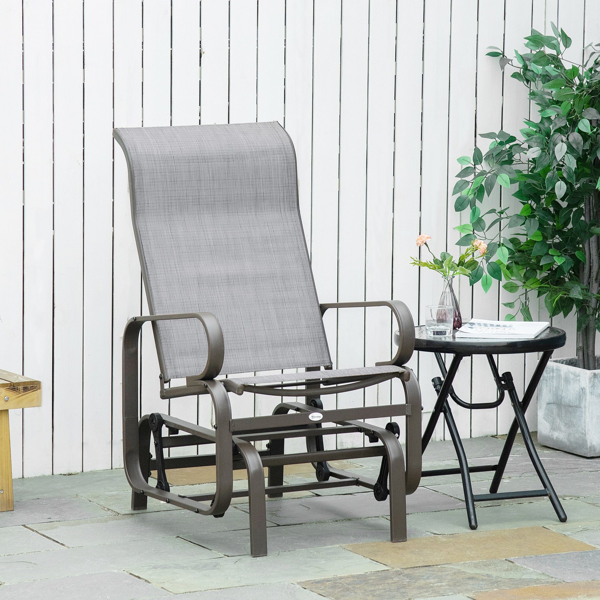 Outsunny Schaukelstuhl Relaxstuhl Gartenschaukel Metall Stuhl günstig online kaufen