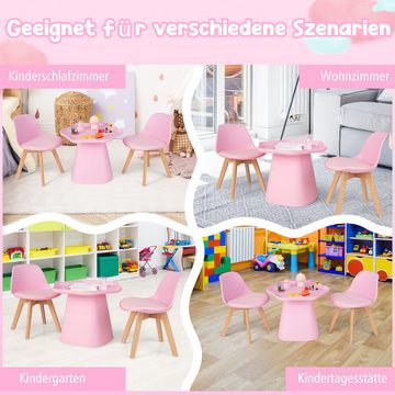 COSTWAY Kindersitzgruppe, (3-tlg), mit Kindertisch, 2 Stühlen, aus Buchenholz
