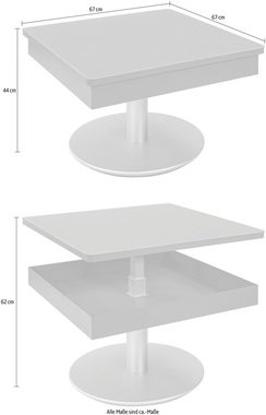 Vierhaus Couchtisch, Platte Glas, höhenverstellbar durch Ilse Hydroliftmechanik