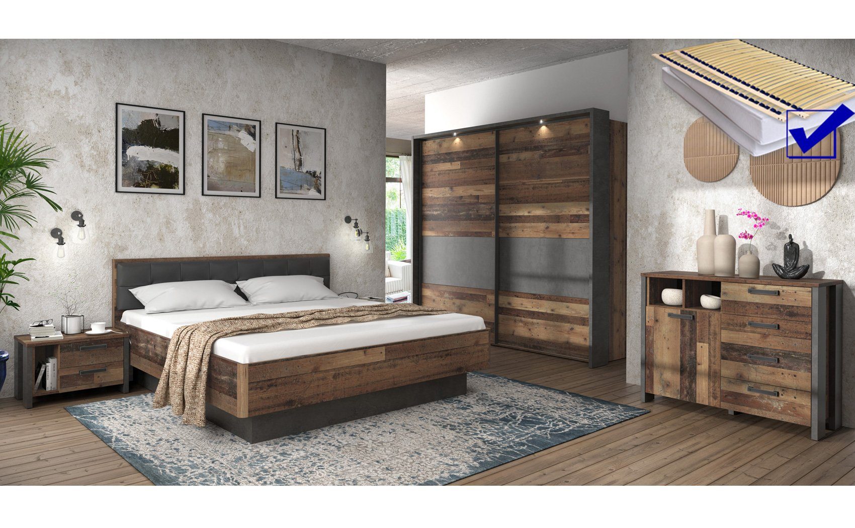 expendio Schlafzimmer-Set »Cedric 95B«, (Spar-Set, 9-St), Old Wood
