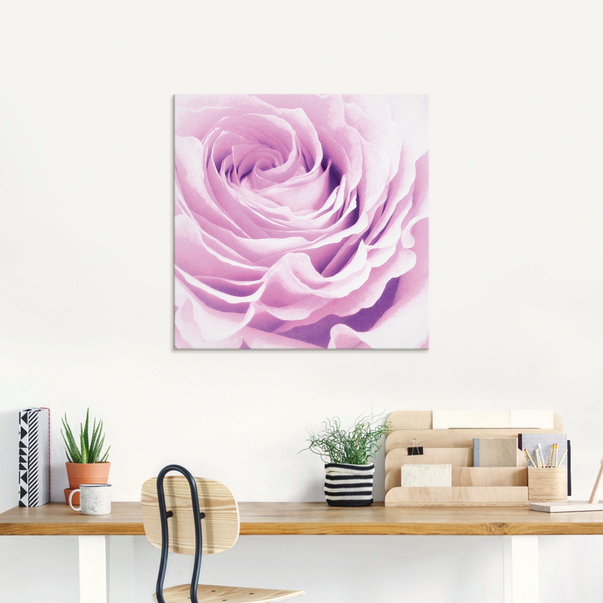 Artland (1 St), Größen in Glasbild Pastell Rose, Blumen verschiedenen