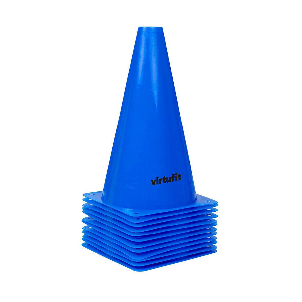 VirtuFit Markierungshütchen VirtuFit Markierungskegel Set 12 Stück 23 cm aus PE Kunststoff Blau