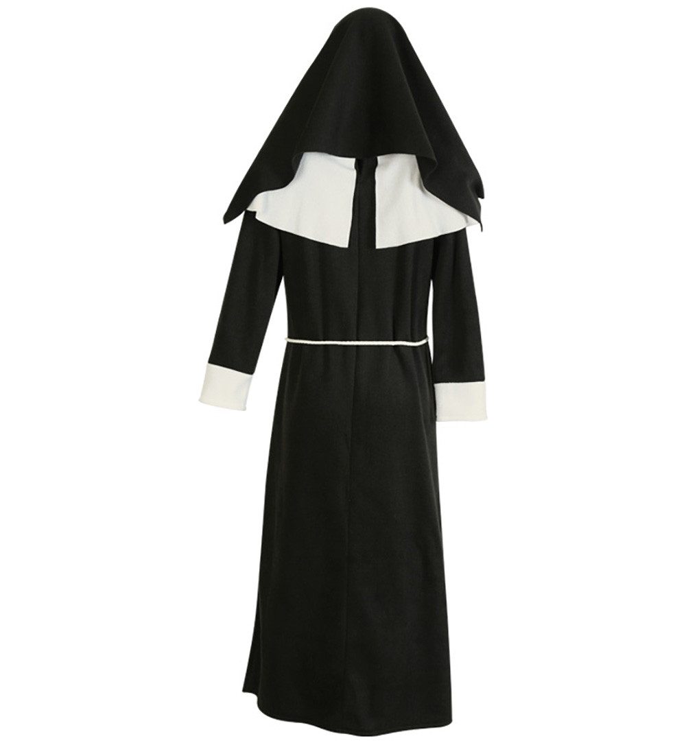 Fries Nonnen-Kostüm Nonne Nonnen Kostüm mit Haube und Kordel Karneval Fasching Party
