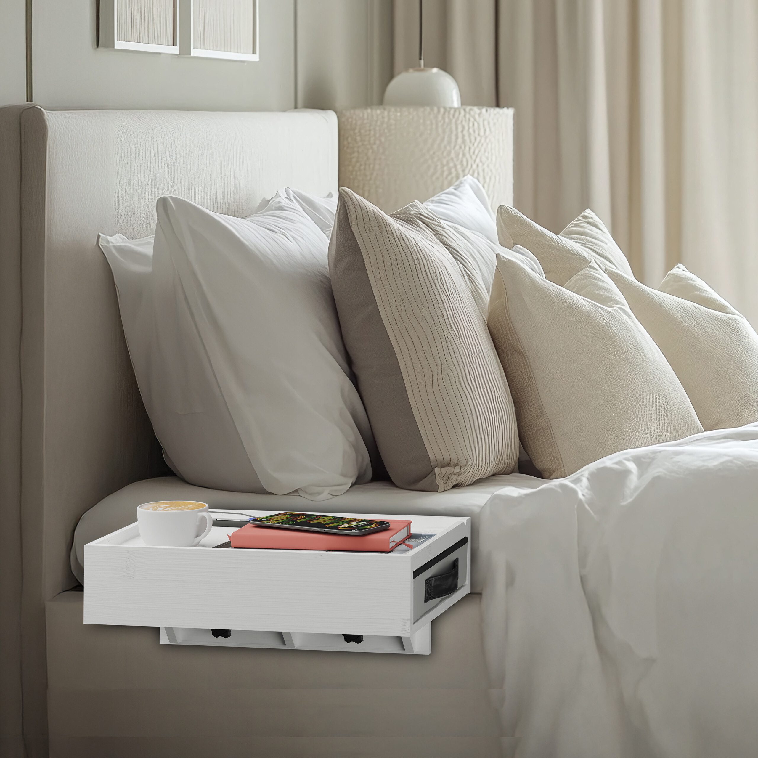 relaxdays Nachttisch Klemmbarer Nachttisch aus Bambus, schwarz günstig online kaufen