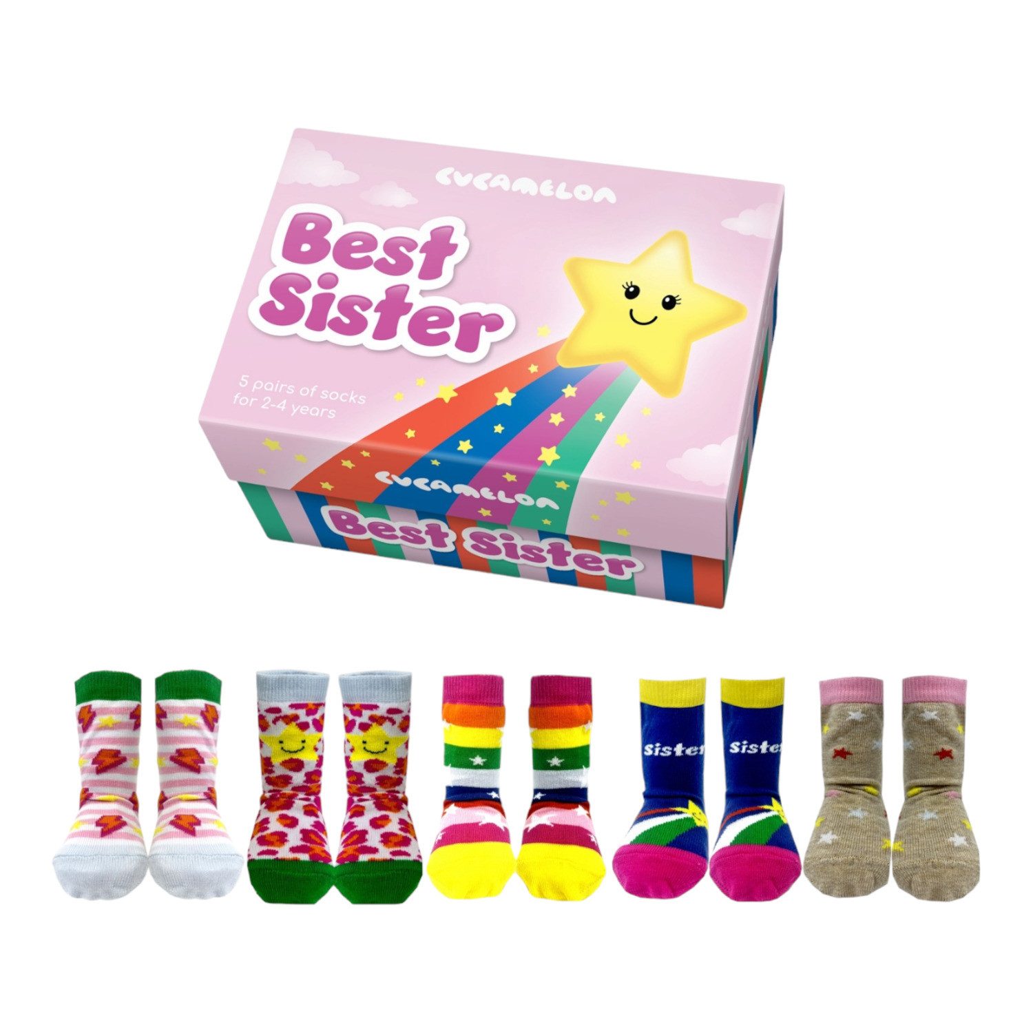 Cucamelon Freizeitsocken Beste Schwester Cucamelon Socken Kindersocken für 2 4 Jährige mit (5