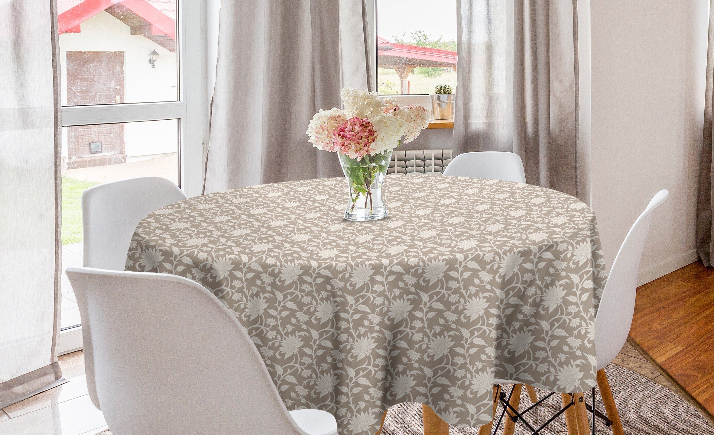 Abdeckung Blätter Abakuhaus Muster Esszimmer Abstraktes Dekoration, für Tischdecke Küche Kreis Blumen Tischdecke