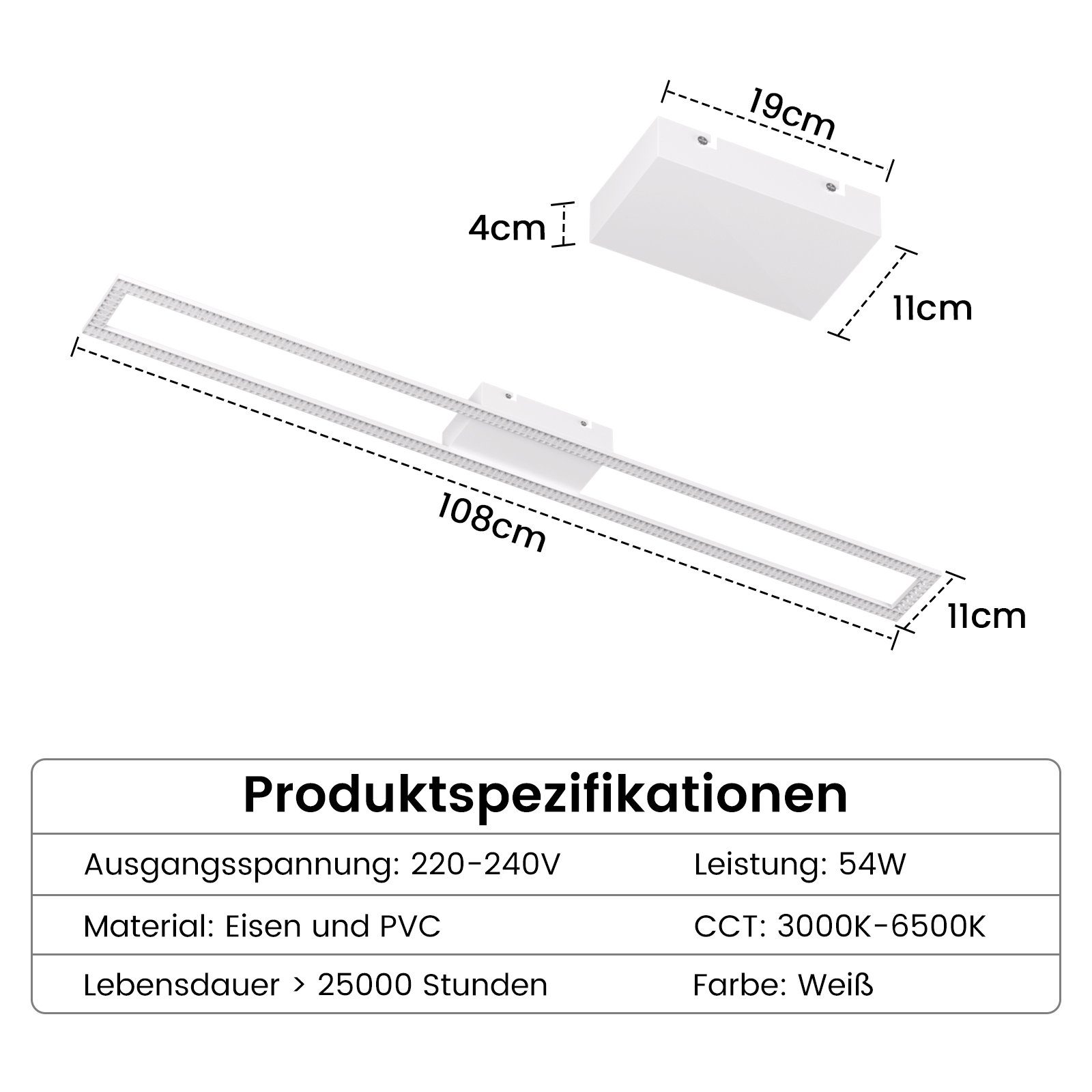 integriert fest Moderne LED Weiß mit Deckenleuchte Fernbedienung Deckenbeleuchtung, dimmbar LED Nettlife W 40