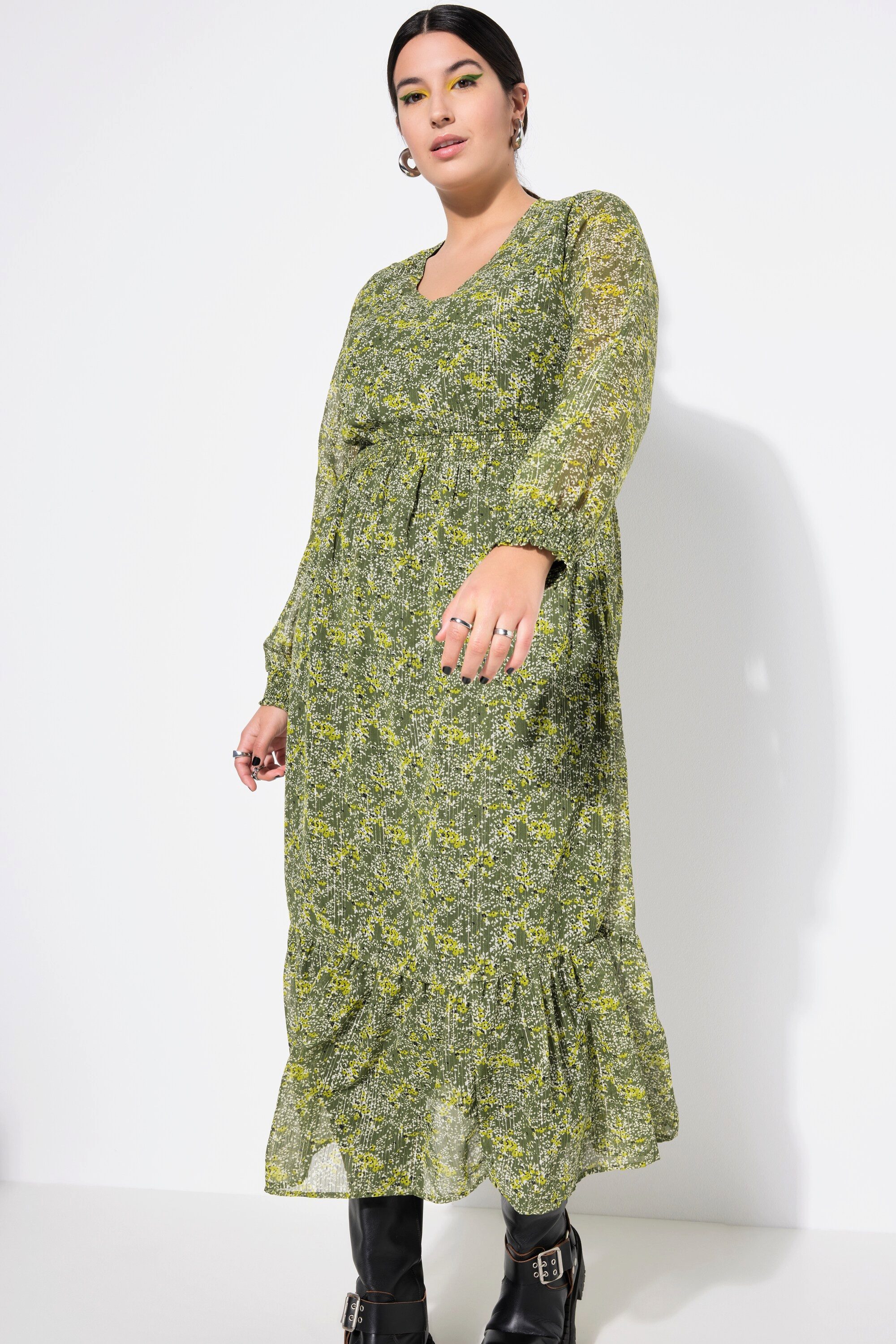 Studio Untold Maxikleid Maxikleid A-Line Flower Print Wrap-Effekt