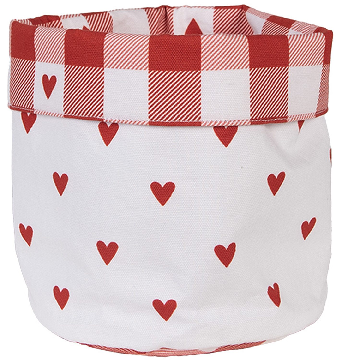Clayre & Eef Brotkorb Love it, Baumwolle, (1-tlg., 1-teilig), rundes Brotkörbchen Brotkorb ca. Ø 15x16cm Baumwolle