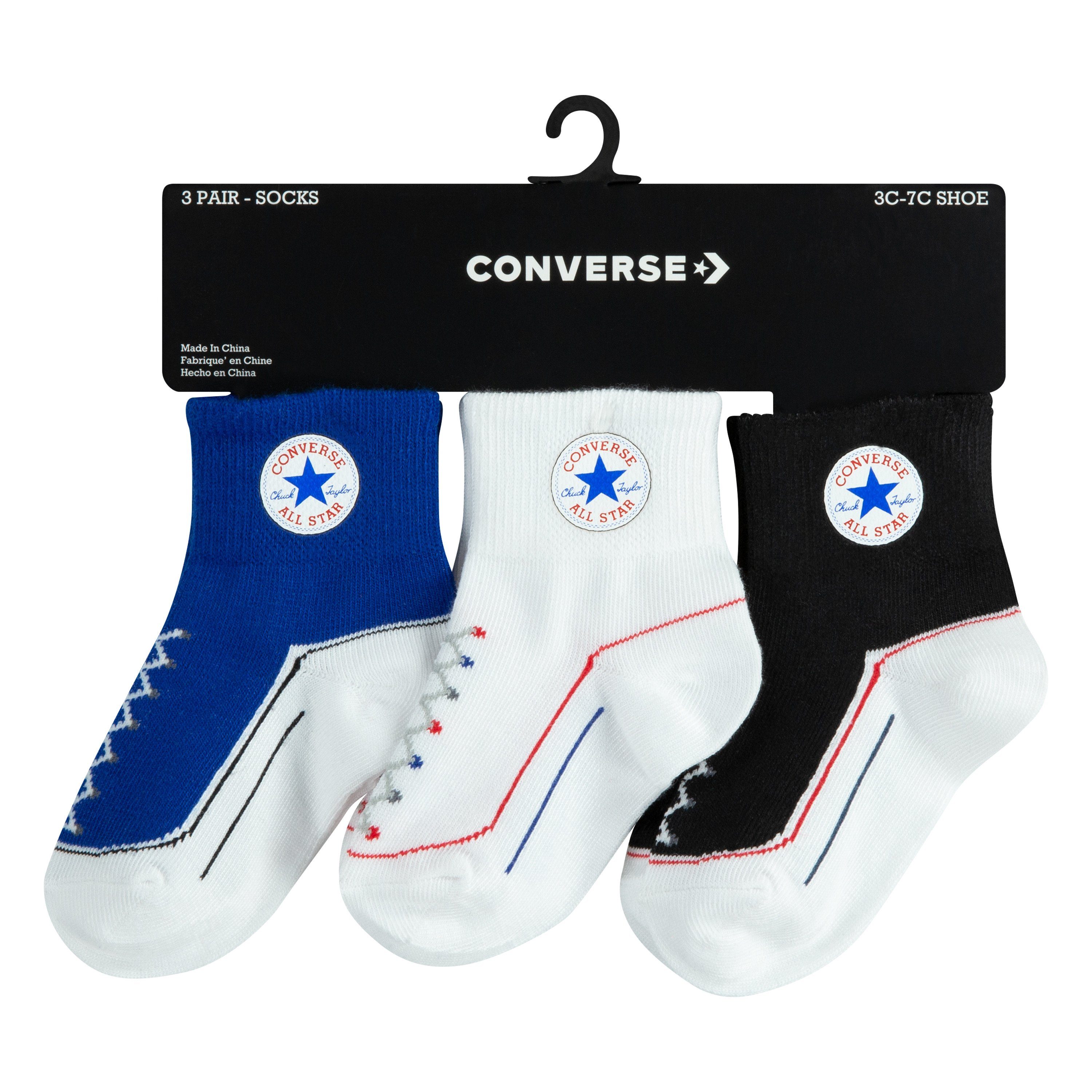 Converse Socken CHN INFANT STRIATED QTR 3PK für Babys geeignet, Mehrpack mit 3 Paar Socken