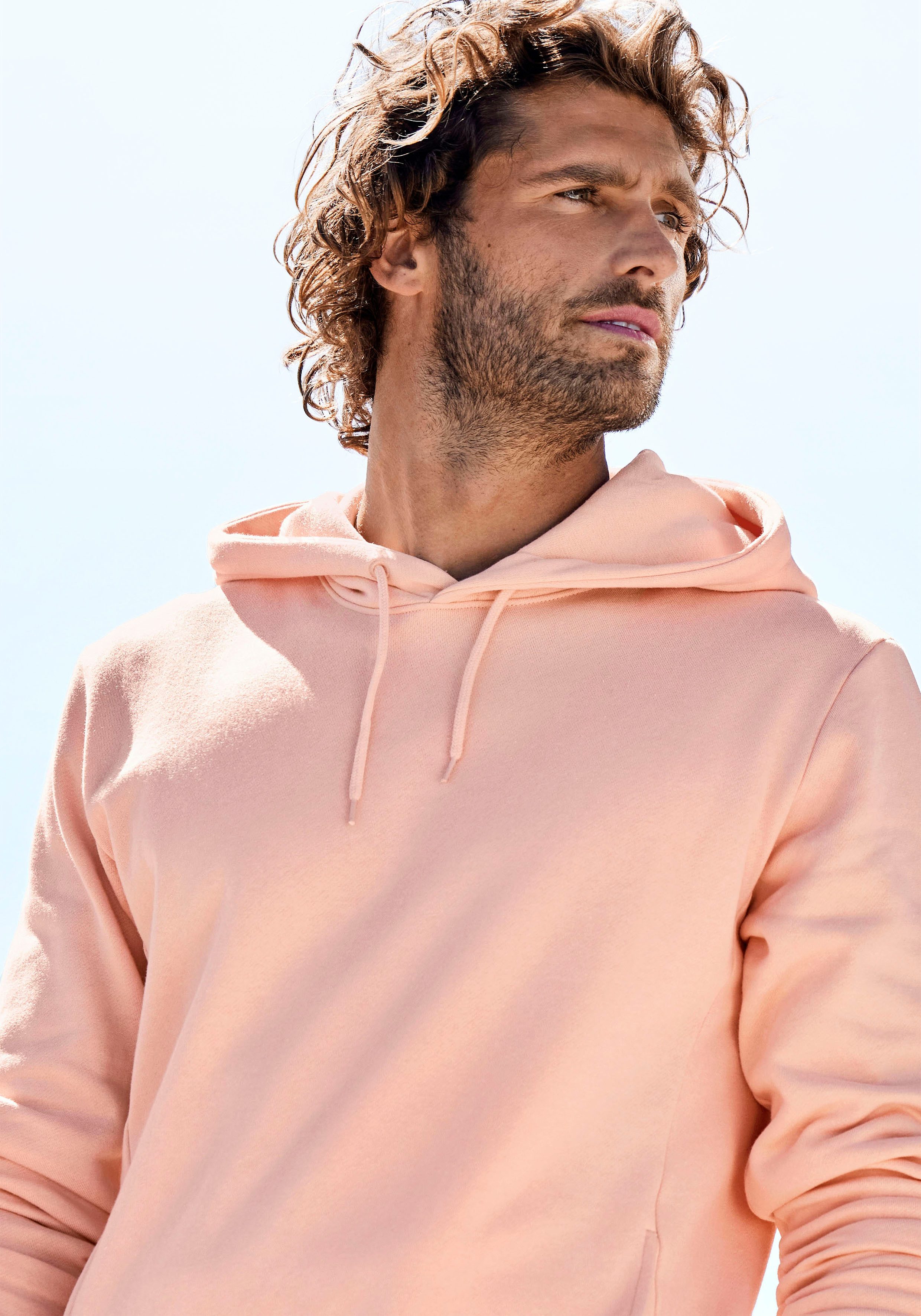 John Devin Hoodie Langarm, Sweatshirt mit Rundhals und Kapuze, Baumwollmischung