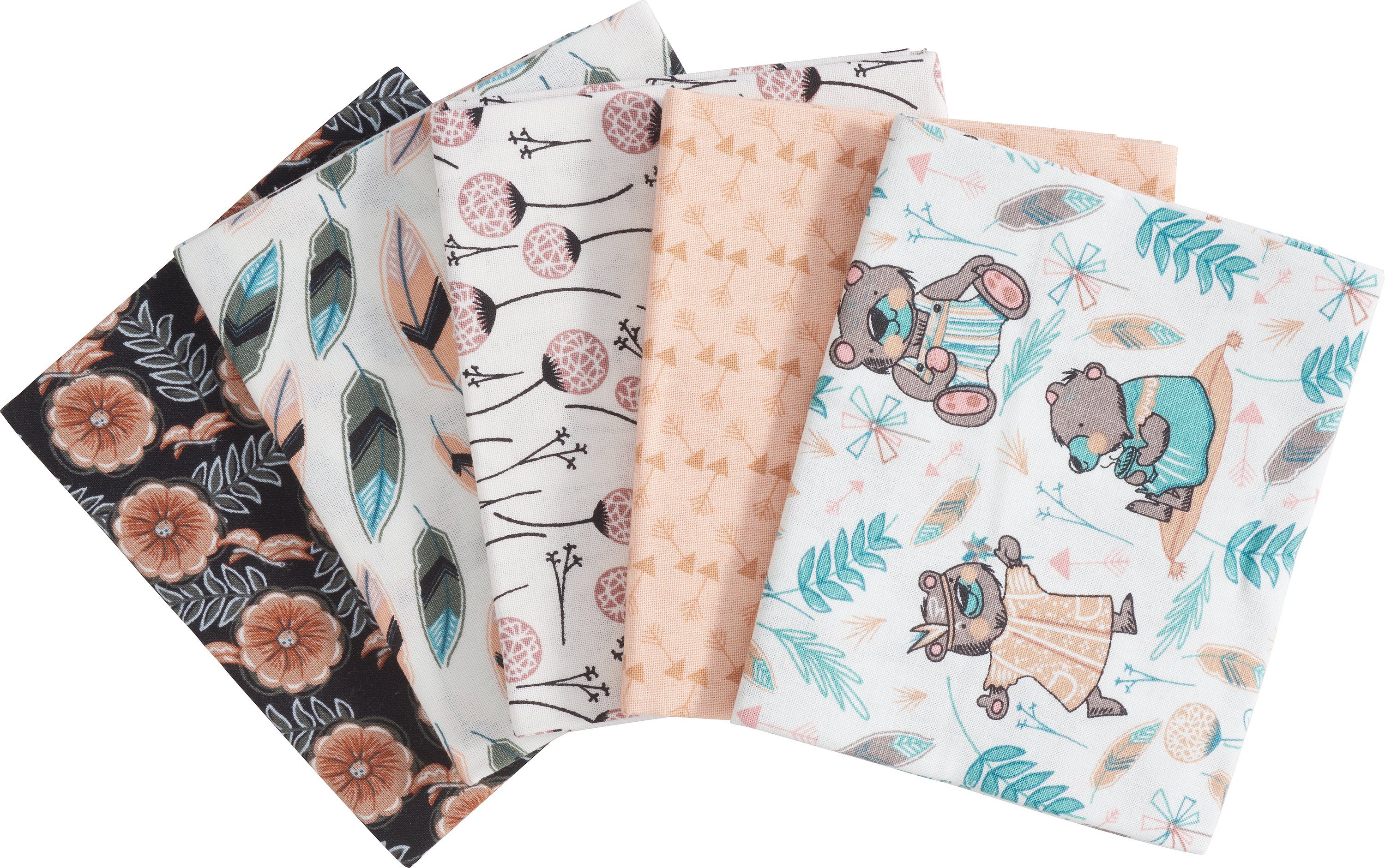 stafil Stoff Stoffpaket Patchy Bärengarten, 5 Designs á 55 cm x 45 cm