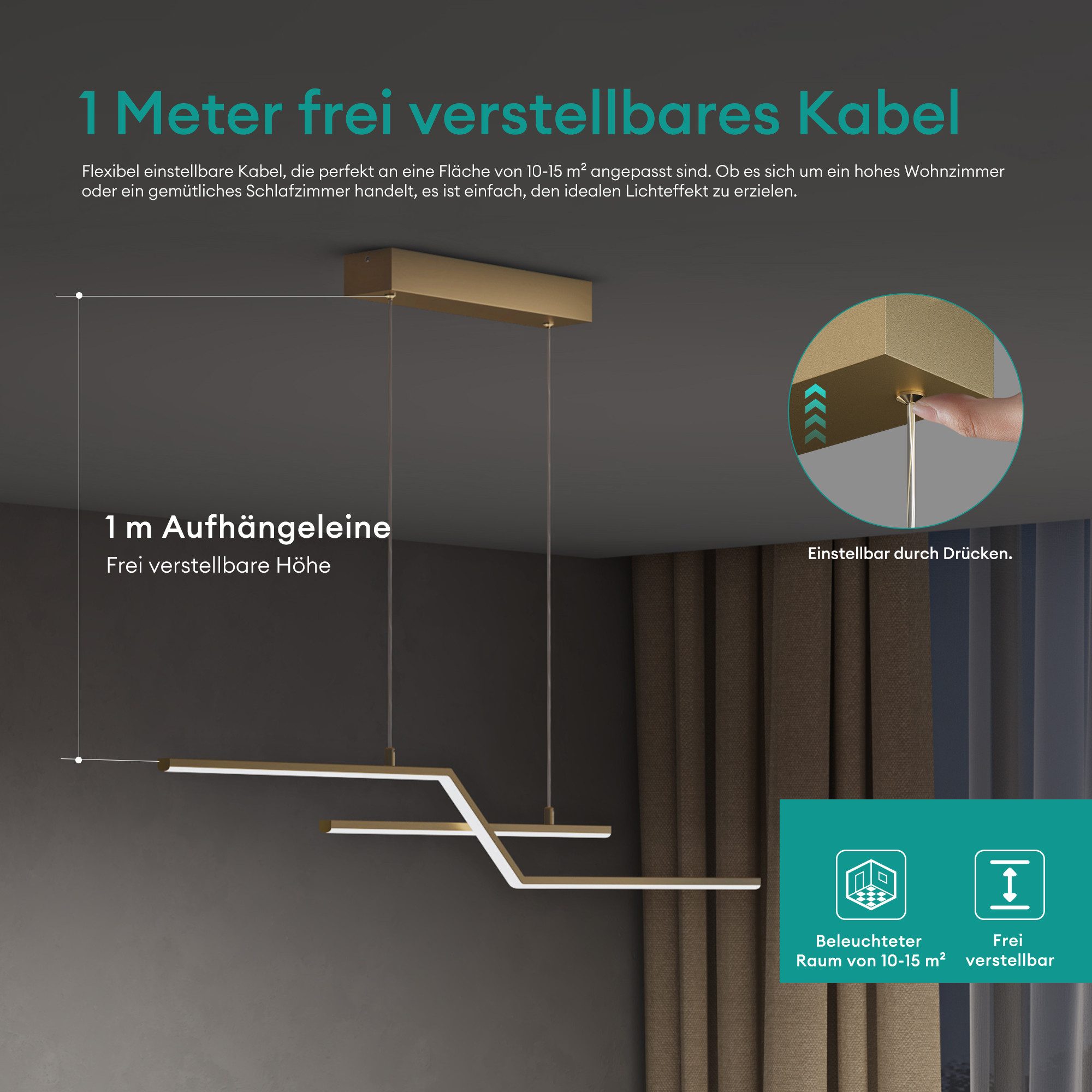 Mai & Mai LED Pendelleuchte LED Hängelampe Linear design Verstellbares Hängeleuchte