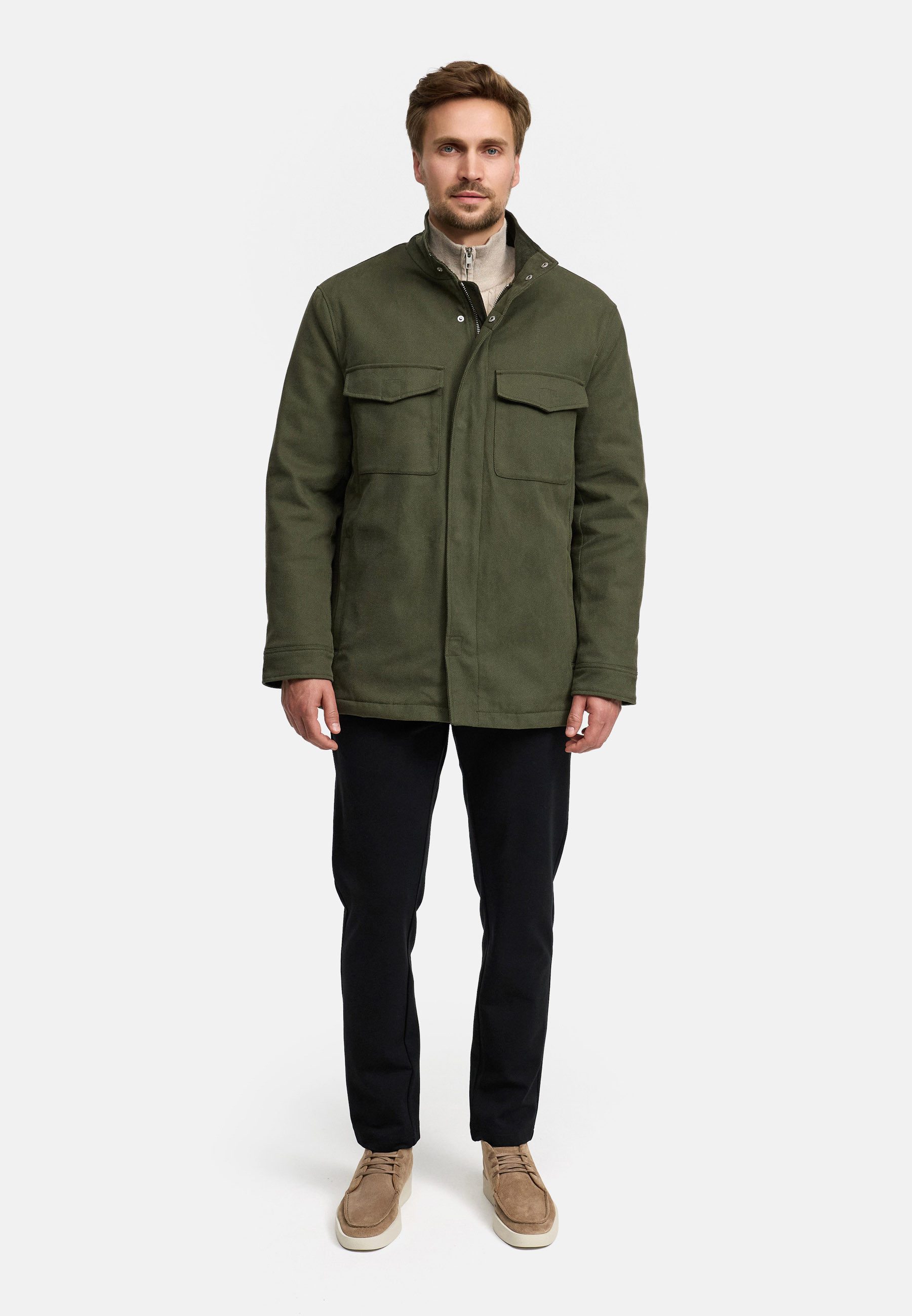 Jeff Sommerjacke Herren JFAntoine Wintermantel Herrenmantel aus strapazierfähigem Baumwoll-Twill mit Stehkragen