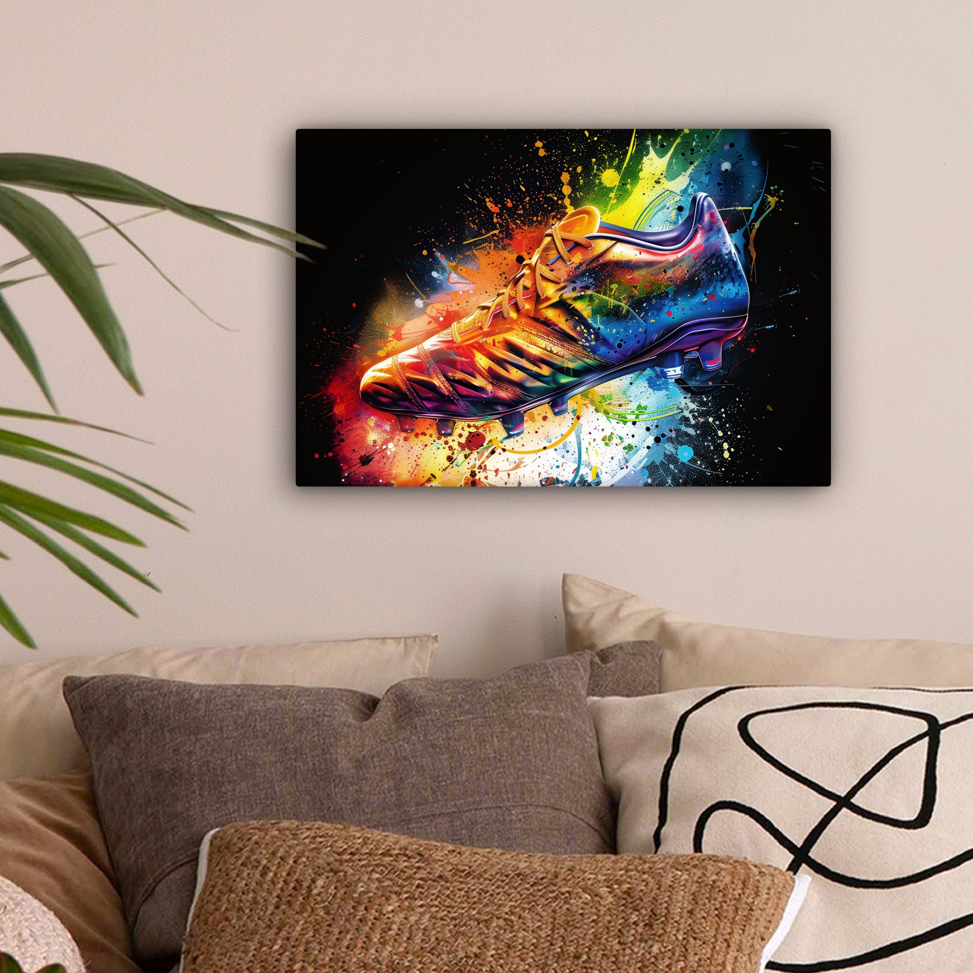 OneMillionCanvasses® Leinwandbild Graffiti - Sport - Fußball - Schuh - Farbe, Fotodruck (1 St), Leinwand Canvas Wandbild, Wanddekoration 20x30 cm – Bild 2 von 5