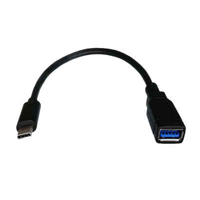 shortix USB-C-Adapterkabel: USB-C-Stecker auf USB-A-3.0-Buchse. 20cm. schwarz. USB-Kabel, USB-C, USB 3.0 Typ A (20 cm), kurz, Datenübertragung von bis zu 5 Gbit/s