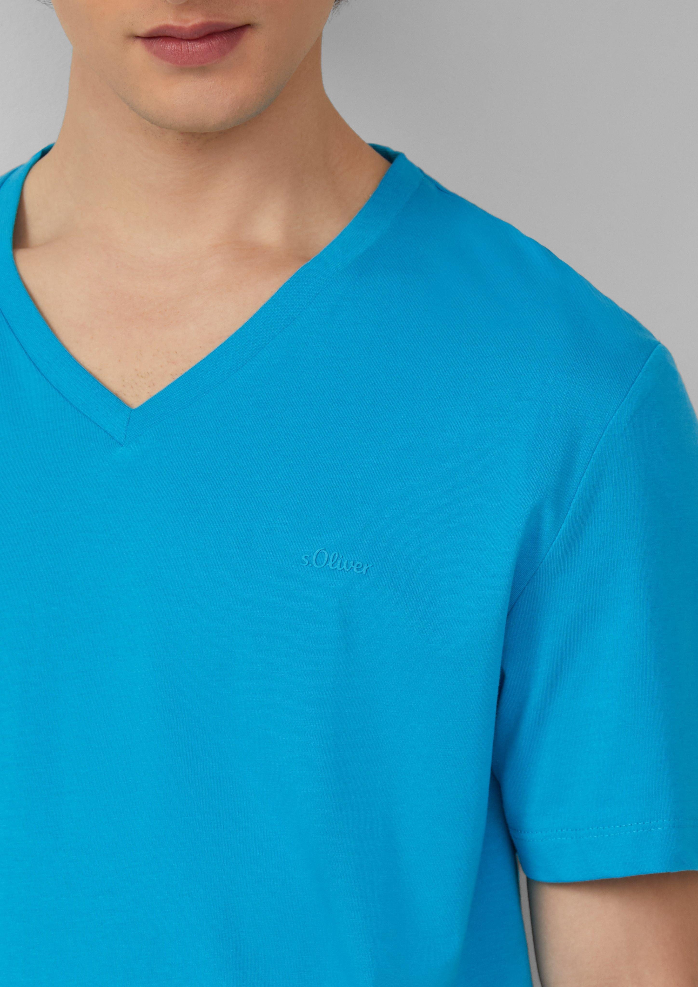 s.Oliver Kurzarmshirt Jersey-T-Shirt mit V-Ausschnitt und günstig online kaufen