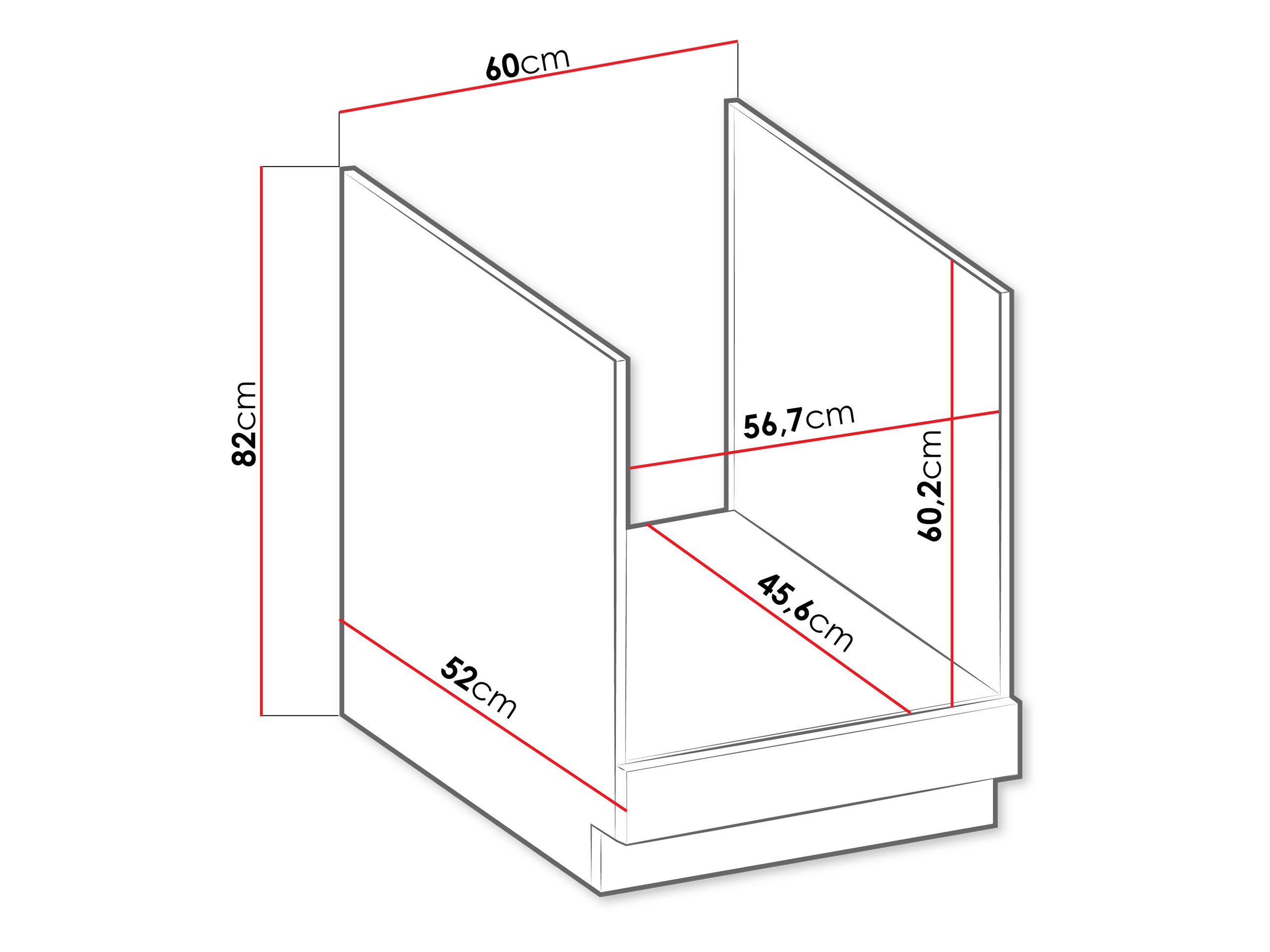 MIRJAN24 Ofenumbauschrank Solea 60 D GAZ BB 60x52x82 cm