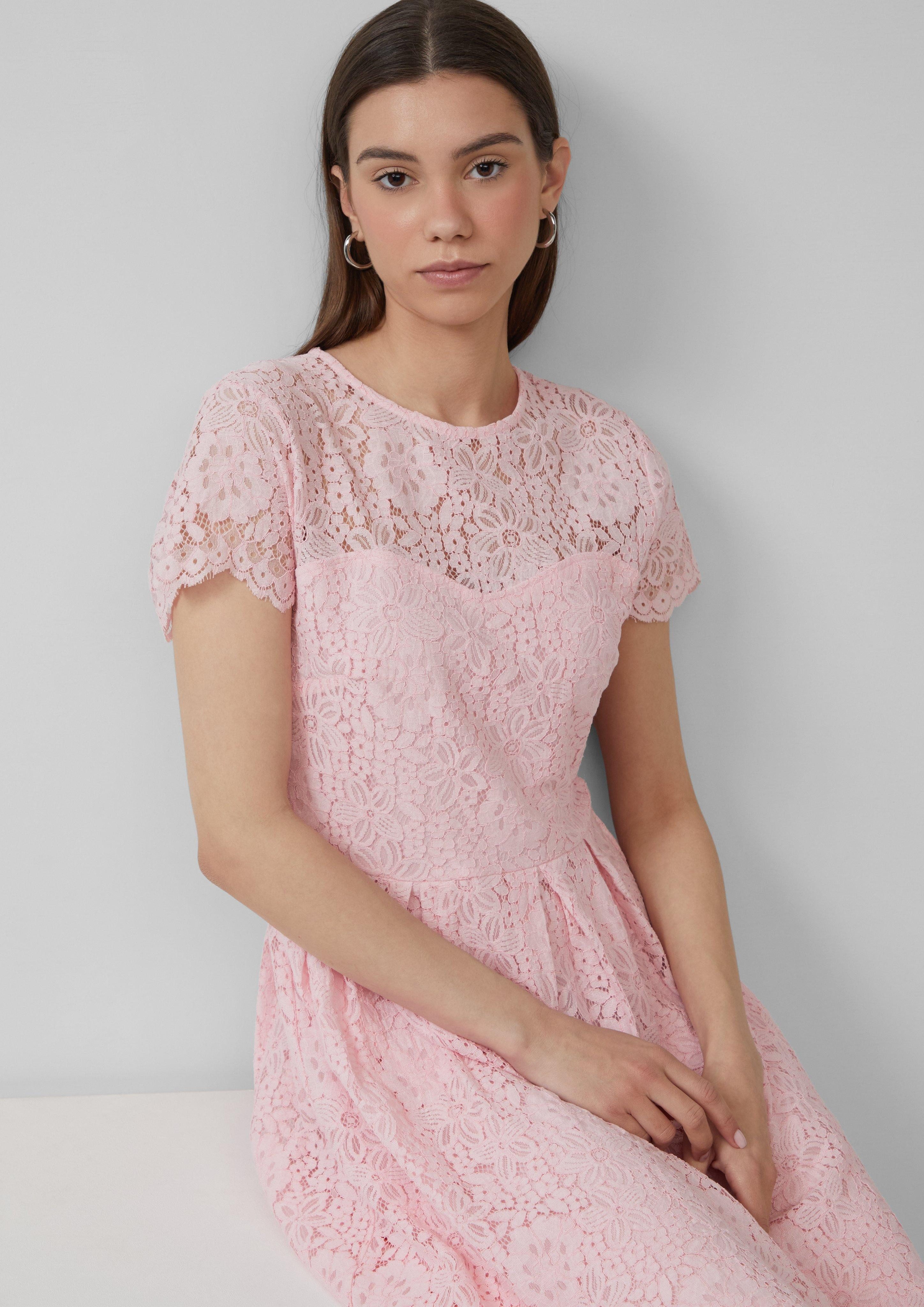 QS Minikleid Tailliertes Spitzenkleid Bogenkante günstig online kaufen