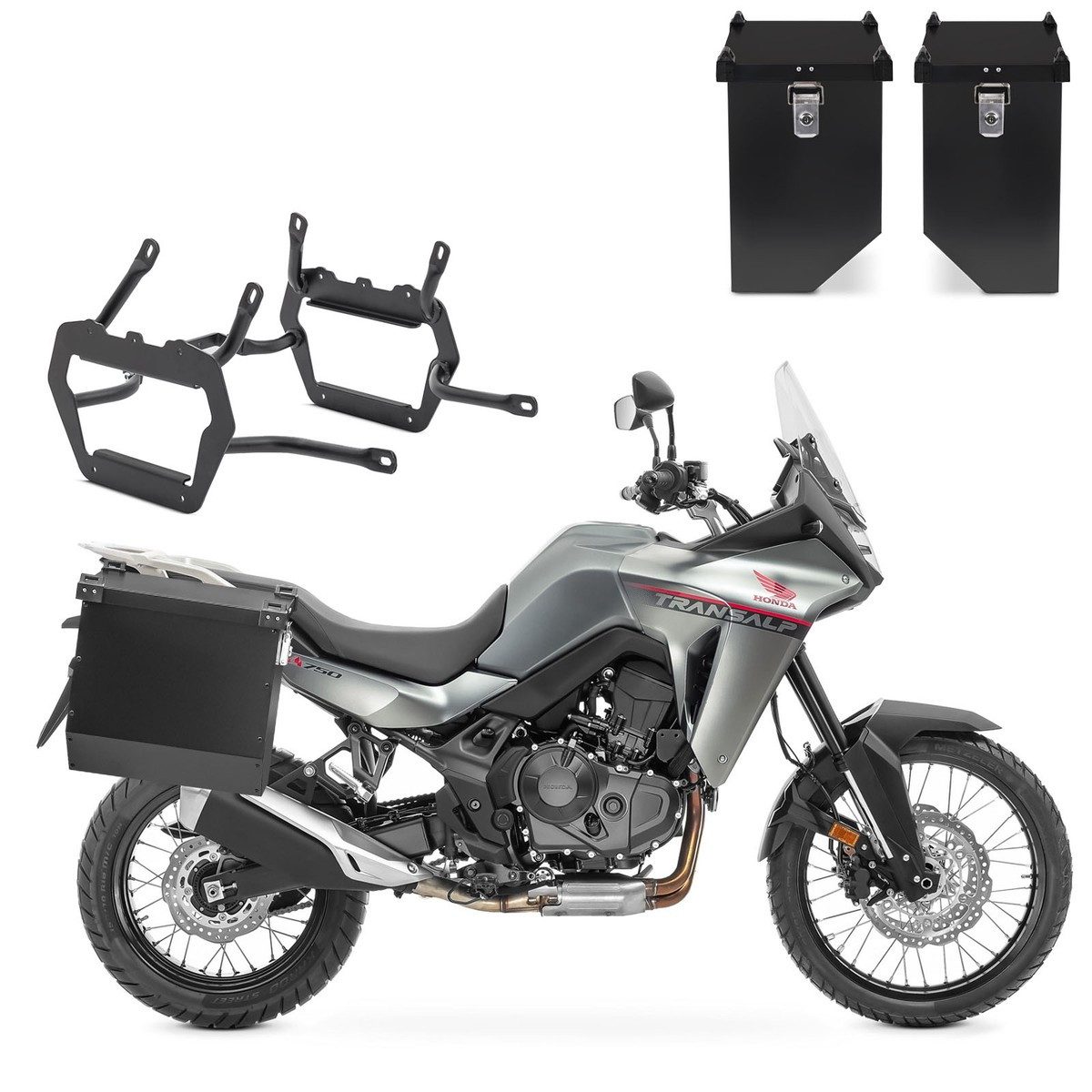Bagtecs Kofferset Set Alukoffer + Kofferträger passend für Honda Transalp XL 750 23-26 A