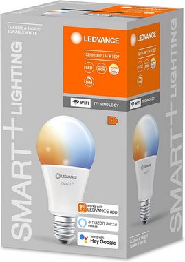 Ledvance LED-Leuchtmittel LED Lampe E27 Kolbenform dimmbar RGB-TW Glühbirne Smart Wifi [2er], E27, 2 St., 2700-6500K, App-Steuerung, Dimmbar, Energiesparend, Farbwechsel
