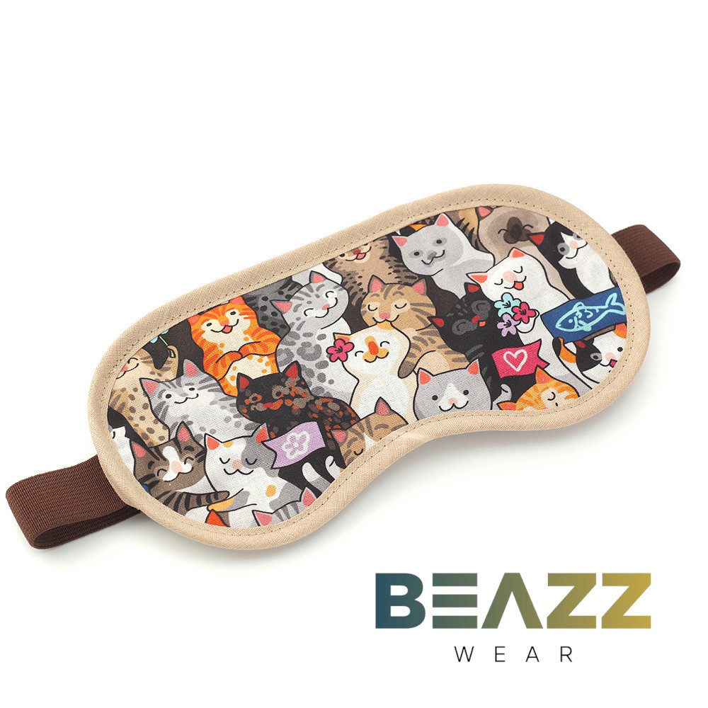 BEAZZ Schlafmaske Schlafmaske, Augenmaske, Schlafbrille - Katzenlove, Bequem - Perfekte Abdunklung, 1-tlg., HANDMADE IN GERMANY