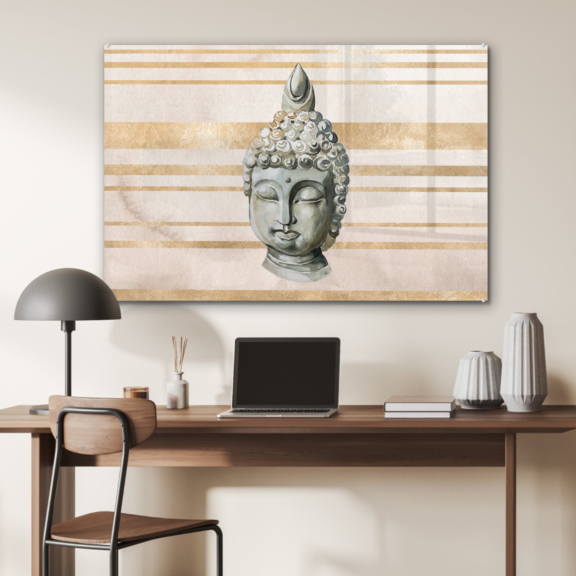 - St), MuchoWow Buddha (1 Weiß, Wohnzimmer Kopf Schlafzimmer Acrylglasbilder & Acrylglasbild -