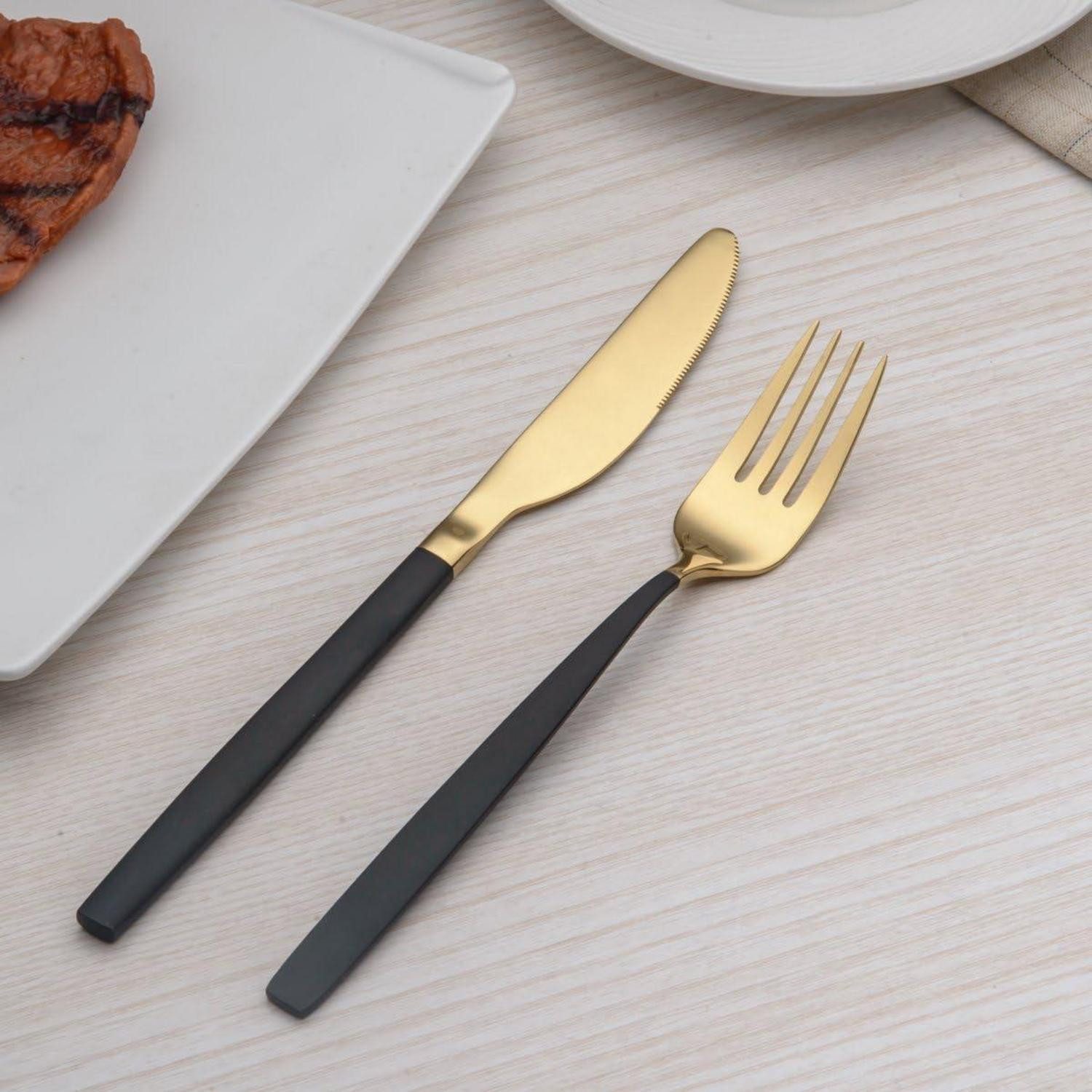 LuxusKollektion Besteck-Set Besteckset Edelstahl 30 Service 6 Schwarz Gold 03. Gold und Schwarz (30-tlg) – Bild 5 von 5