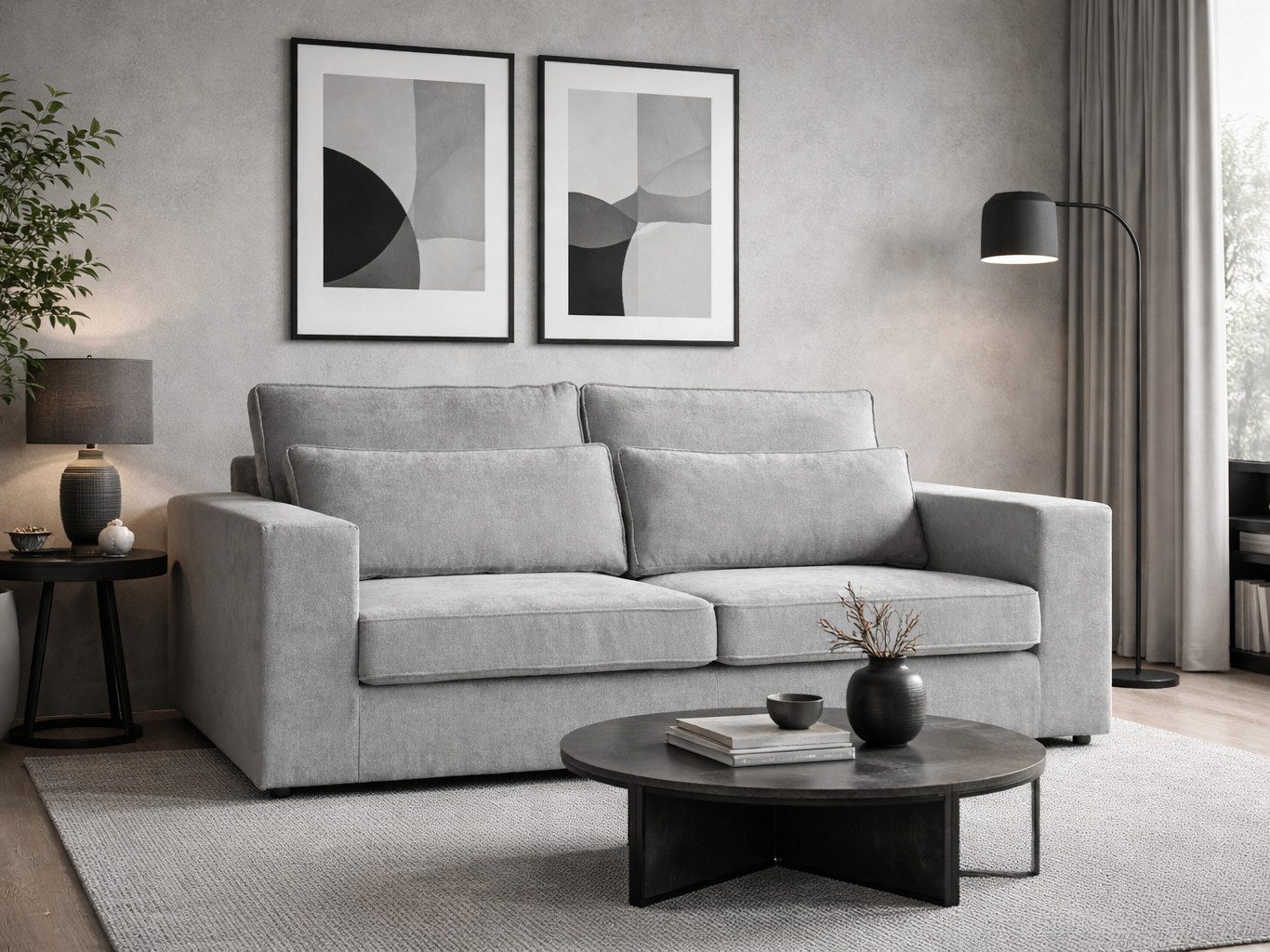 Beautysofa Sofa 2-Sitzer Sofa PARMA, Elegantes Designersofa in Grau, Breite: 195 cm