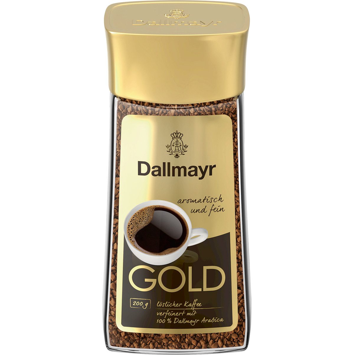 DALLMAYR Kaffee, Dallmayr Gold löslicher Bohnenkaffee aromatisch fein im Glas 200g