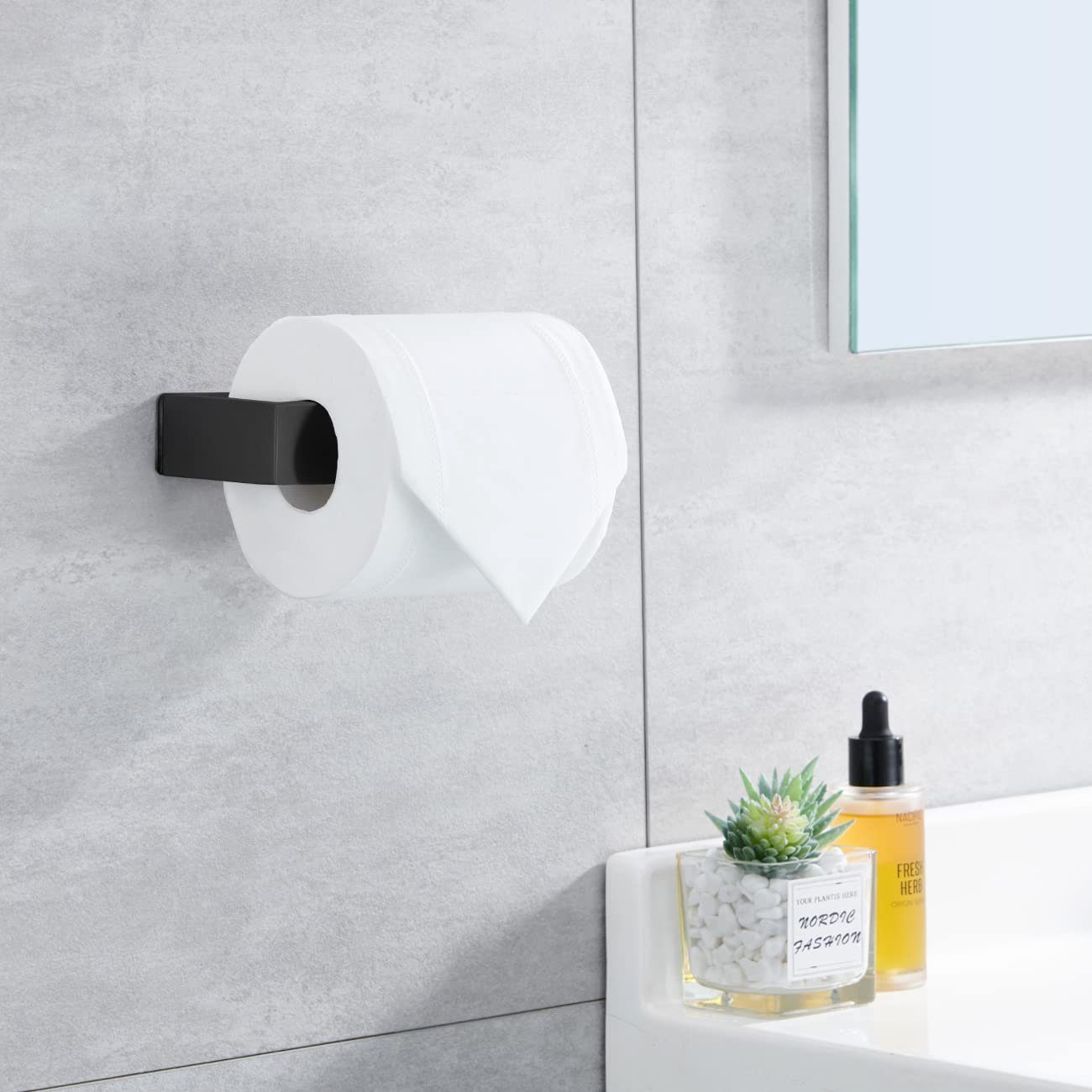 Toilettenpapierhalter Ablage, Haiaveng Badzimmer Klorollenhalter Küche mit für Edelstahl schwarz Klopapierhalter Selbstklebend