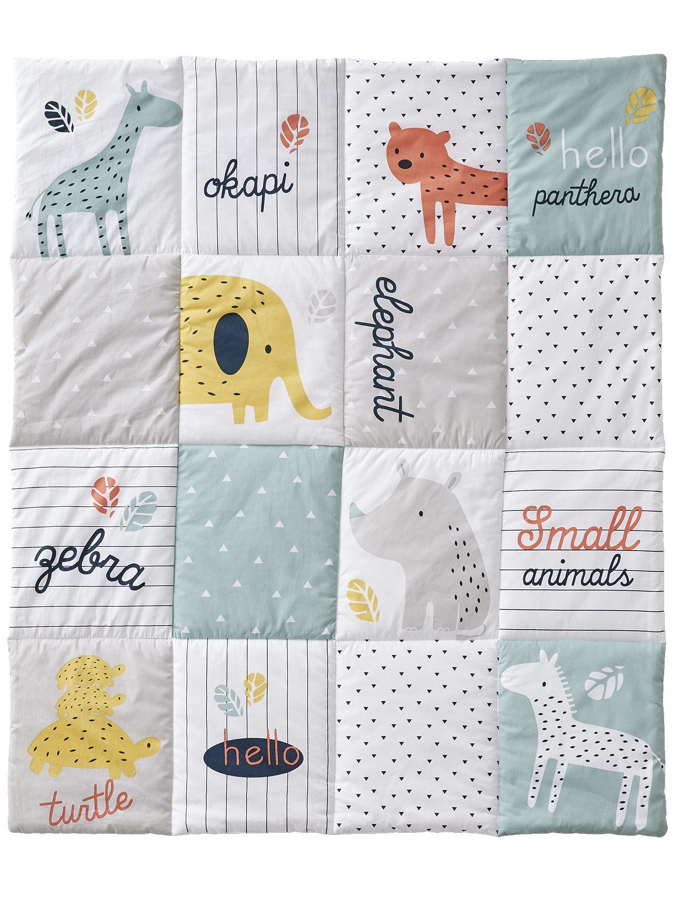 Babydecke Baby Spieldecke JUNGLE BABY, Patchwork-Design, vertbaudet