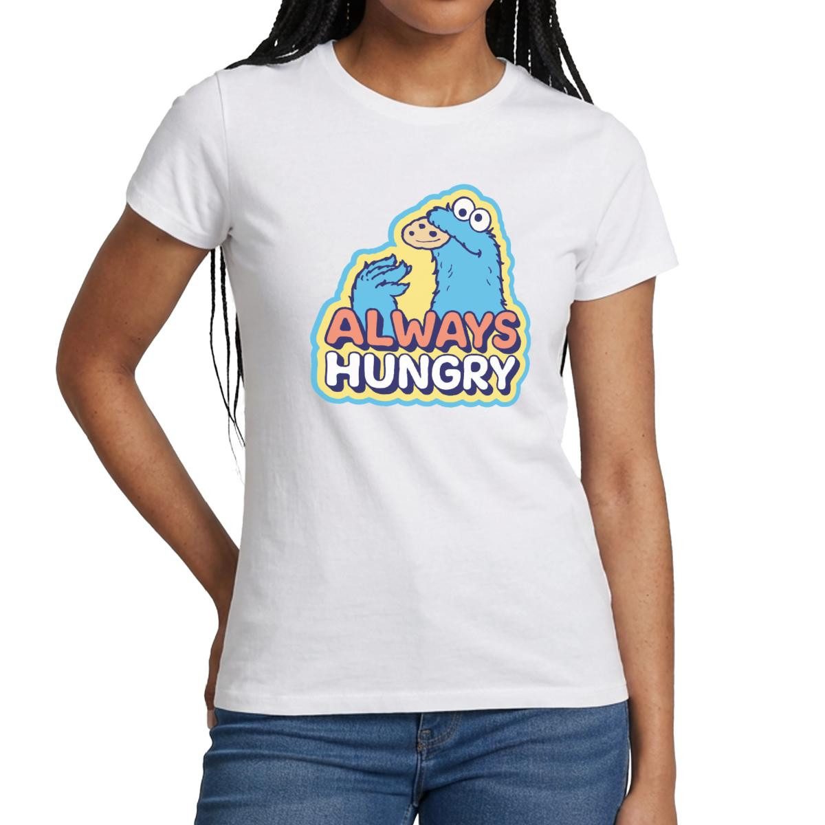 Spreadshirt T-Shirt Sesamstraße Krümelmonster Design Always Hungry Frauen T-Shirt (1-tlg)