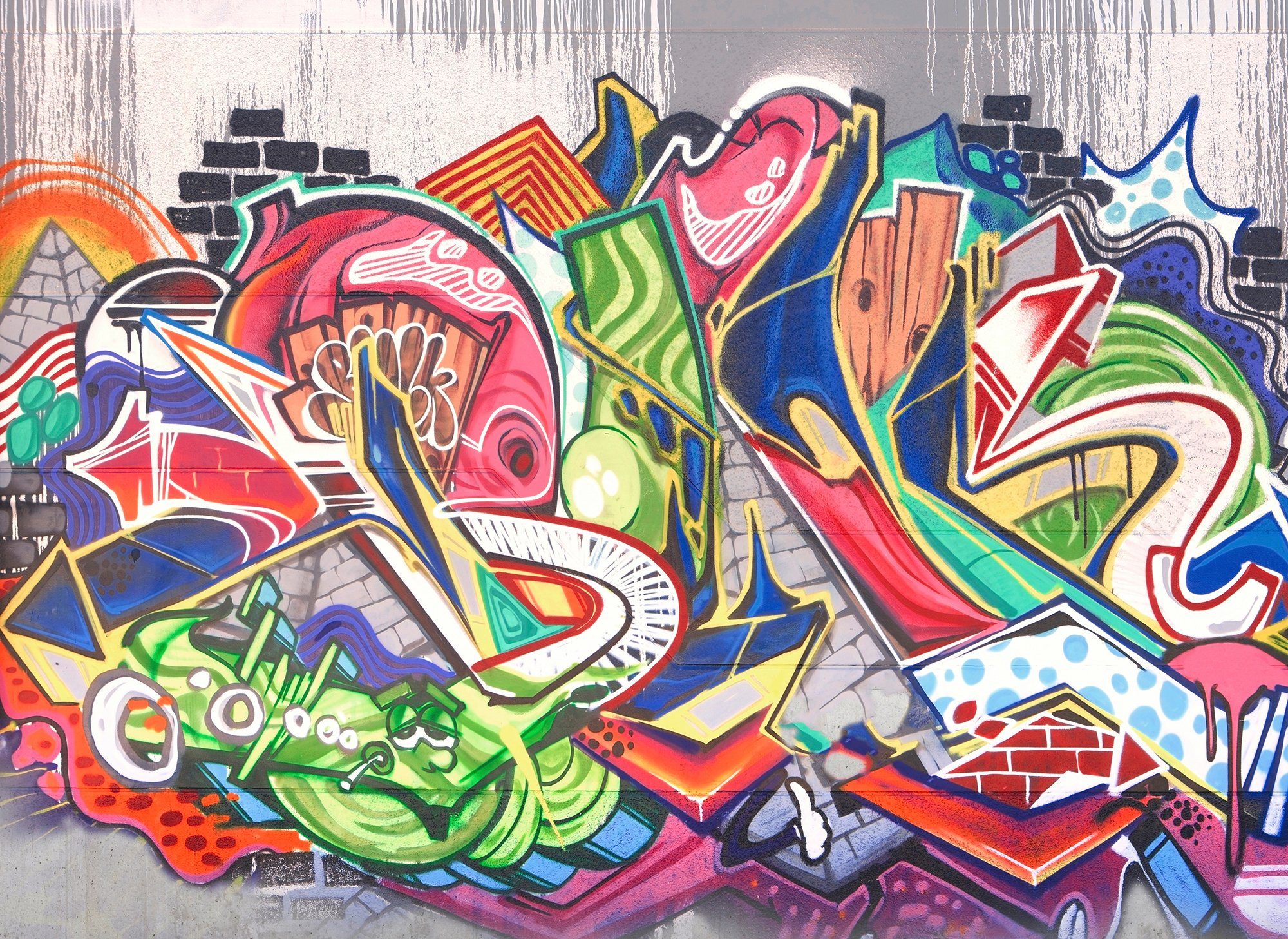 living walls Fototapete Designwalls Graffiti, glatt, (5 St), Vlies, Wand, Schräge, Decke