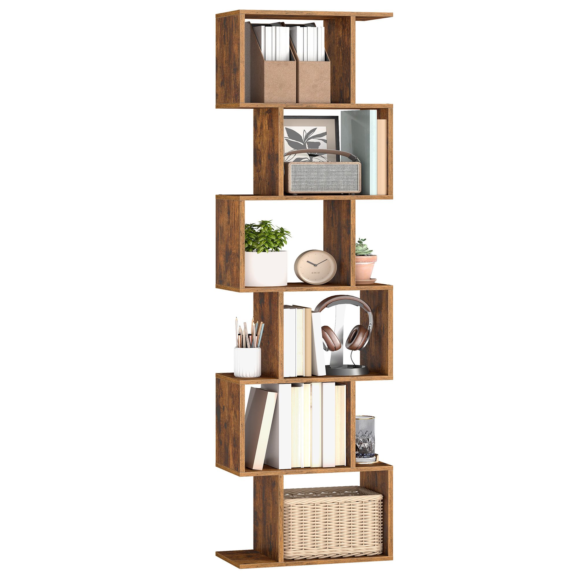 VASAGLE Bücherregal, 6 stöckiges Bücherregal, 24 x 40 x 191 cm, Standregal, Büroregal