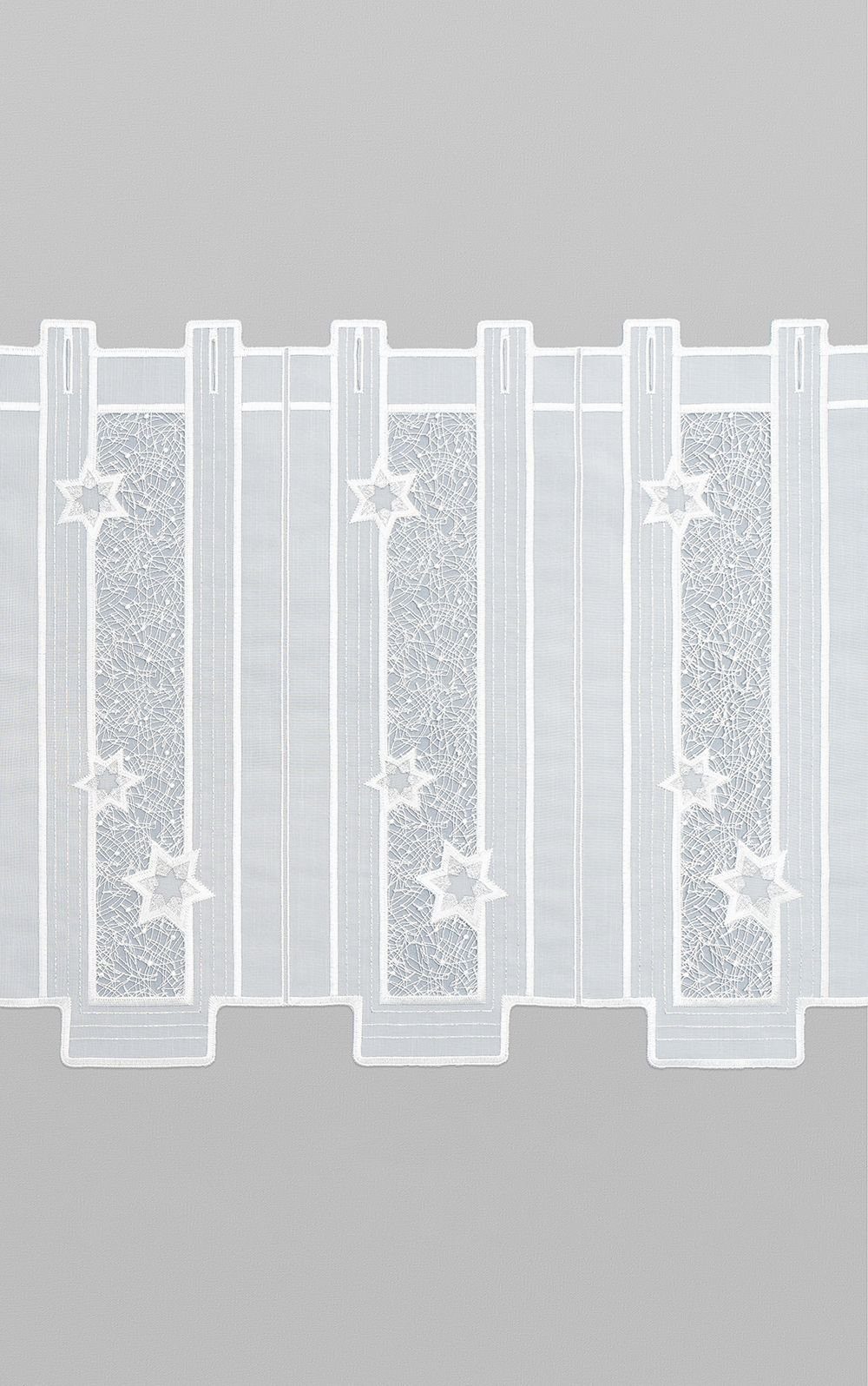 transparent, Spitze®, Sternenstaub, HxB St), Plauener (1 Scheibengardine silber-weiß 40x48cm